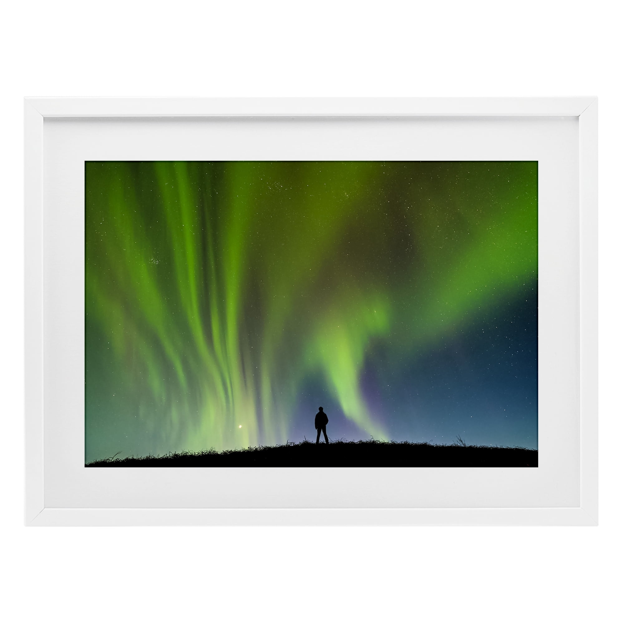 Stupell Industries Envelop Northern Lights Silhouette White Framed Print Under Glass, design by Shelley Carlisle