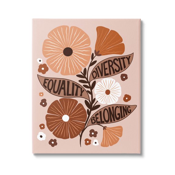 Stupell Industries Equality Diversity Belonging Flowers Graphic Art Gallery Wrapped Canvas Print Wall Art, Design by Jo Taylor