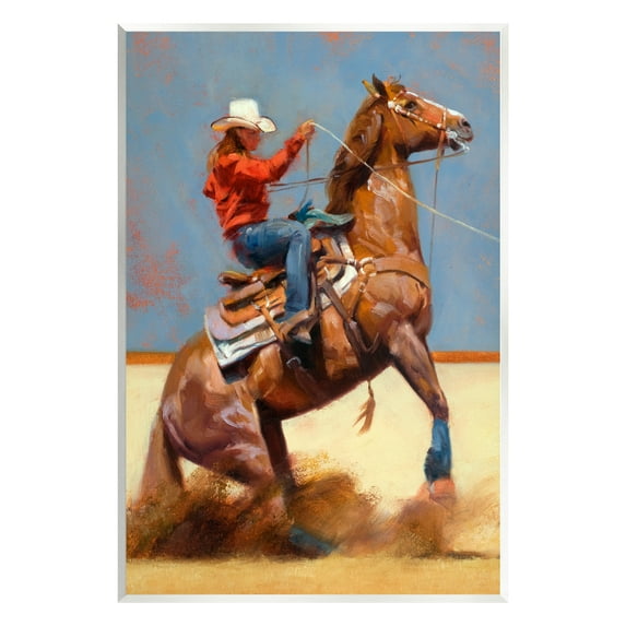 Stupell Industries Equestrian Cowboy Painting Animals & Insects Painting Unframed Art Print Wall Art, 10 x 15