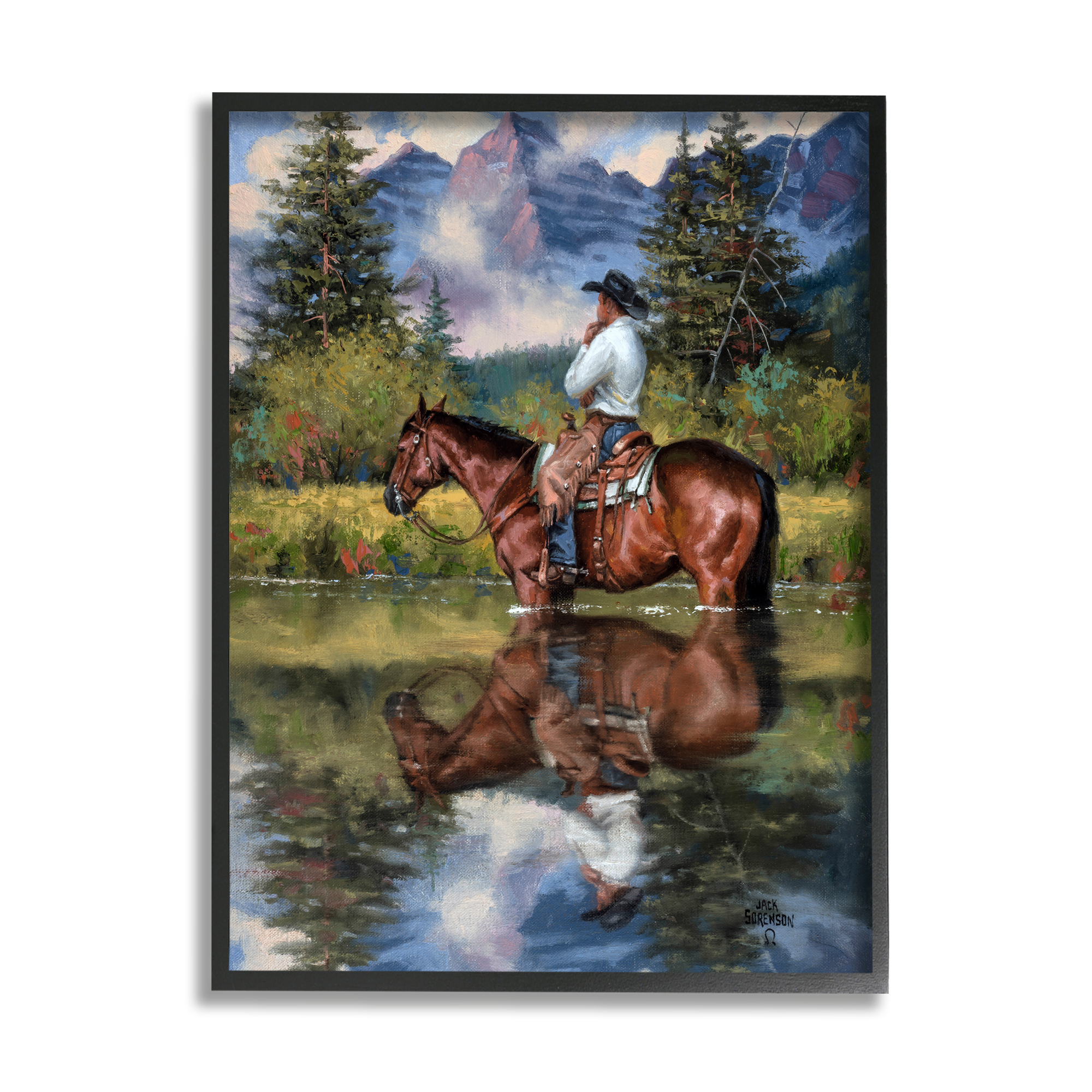 Stupell Industries Equestrian Cowboy Scouting Rural Suburban Wild West River,11 x 14, Design by Jack Sorenson