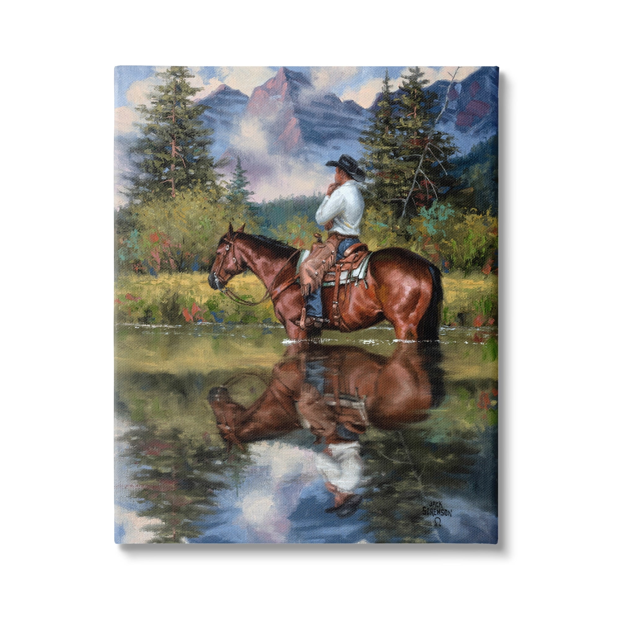 Stupell Industries Equestrian Cowboy Scouting Rural Suburban Wild West River,16 x 20, Design by Jack Sorenson