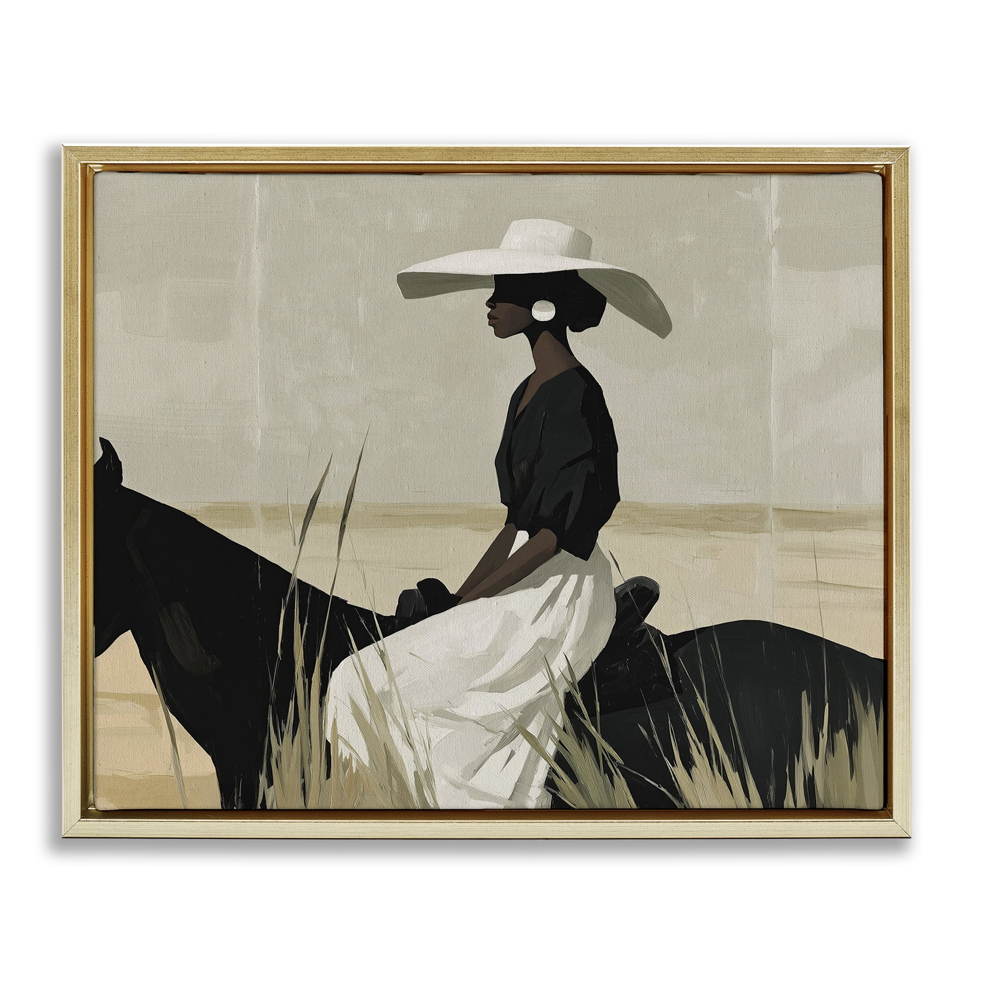 Stupell Industries Equestrian Elegance Silhouette Gold Framed Floater Canvas Wall Art, design by Svetlana Aleynikova