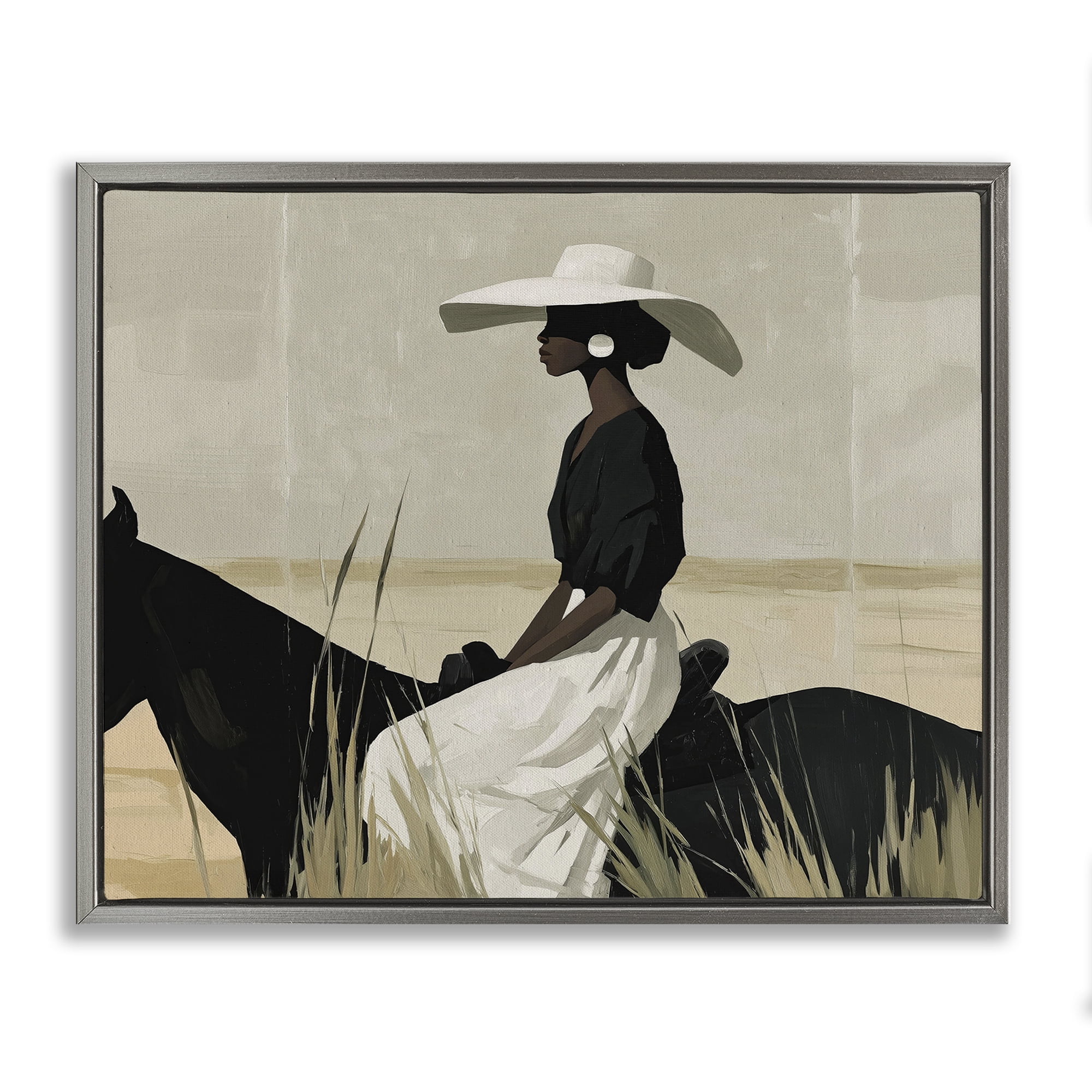 Stupell Industries Equestrian Elegance Silhouette Gray Framed Floater Canvas Wall Art, design by Svetlana Aleynikova