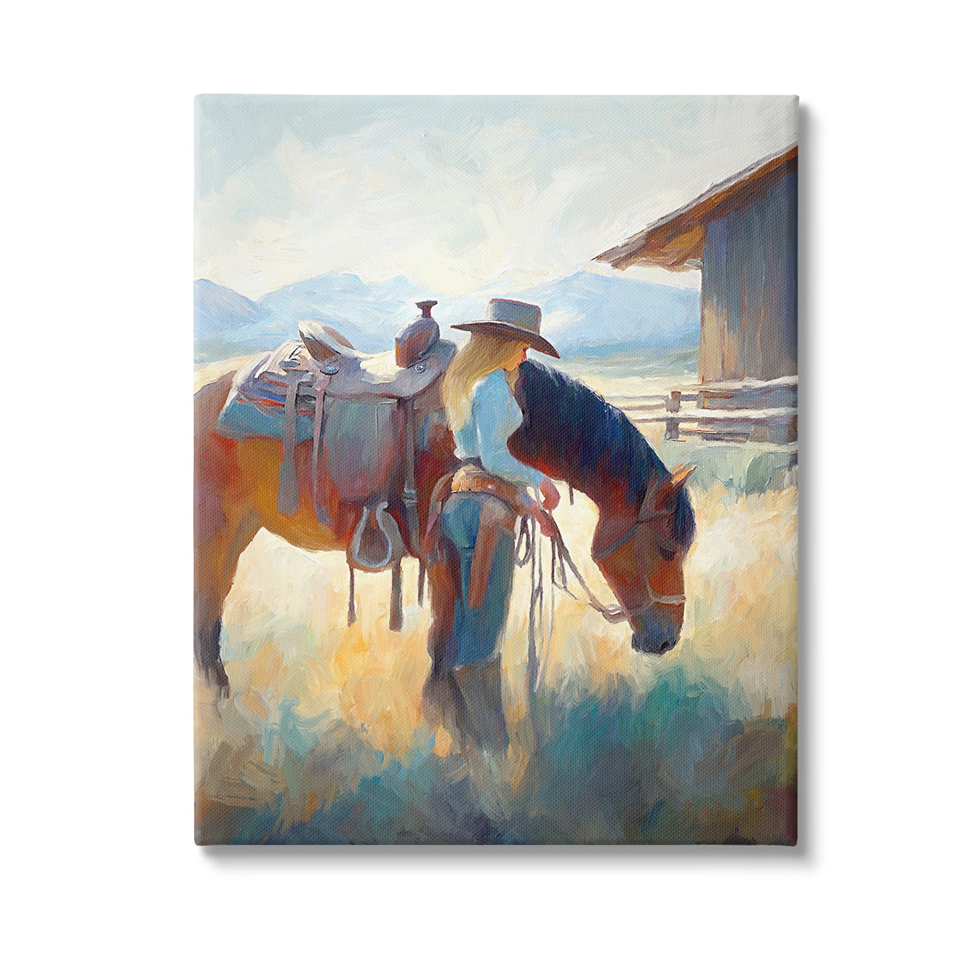 Stupell Industries Equestrian Girl & Horse Animals & Insects Painting Gallery Wrapped Canvas Art Print Wall Art, 16 x 20