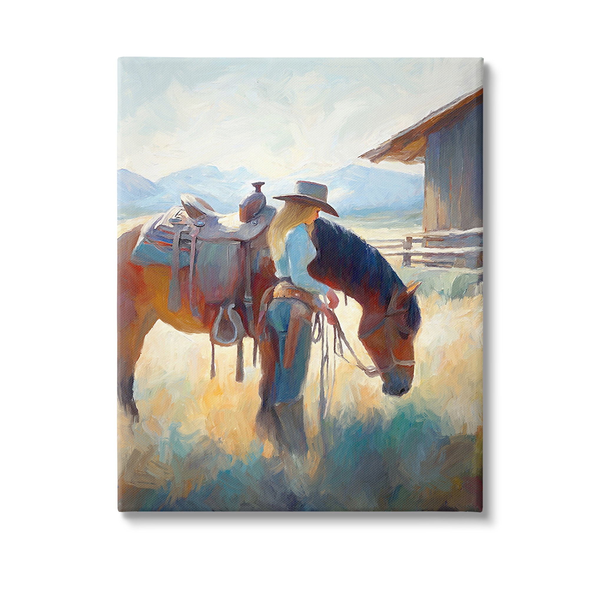 Stupell Industries Equestrian Girl & Horse Animals & Insects Painting Gallery Wrapped Canvas Art Print Wall Art, 36 x 48