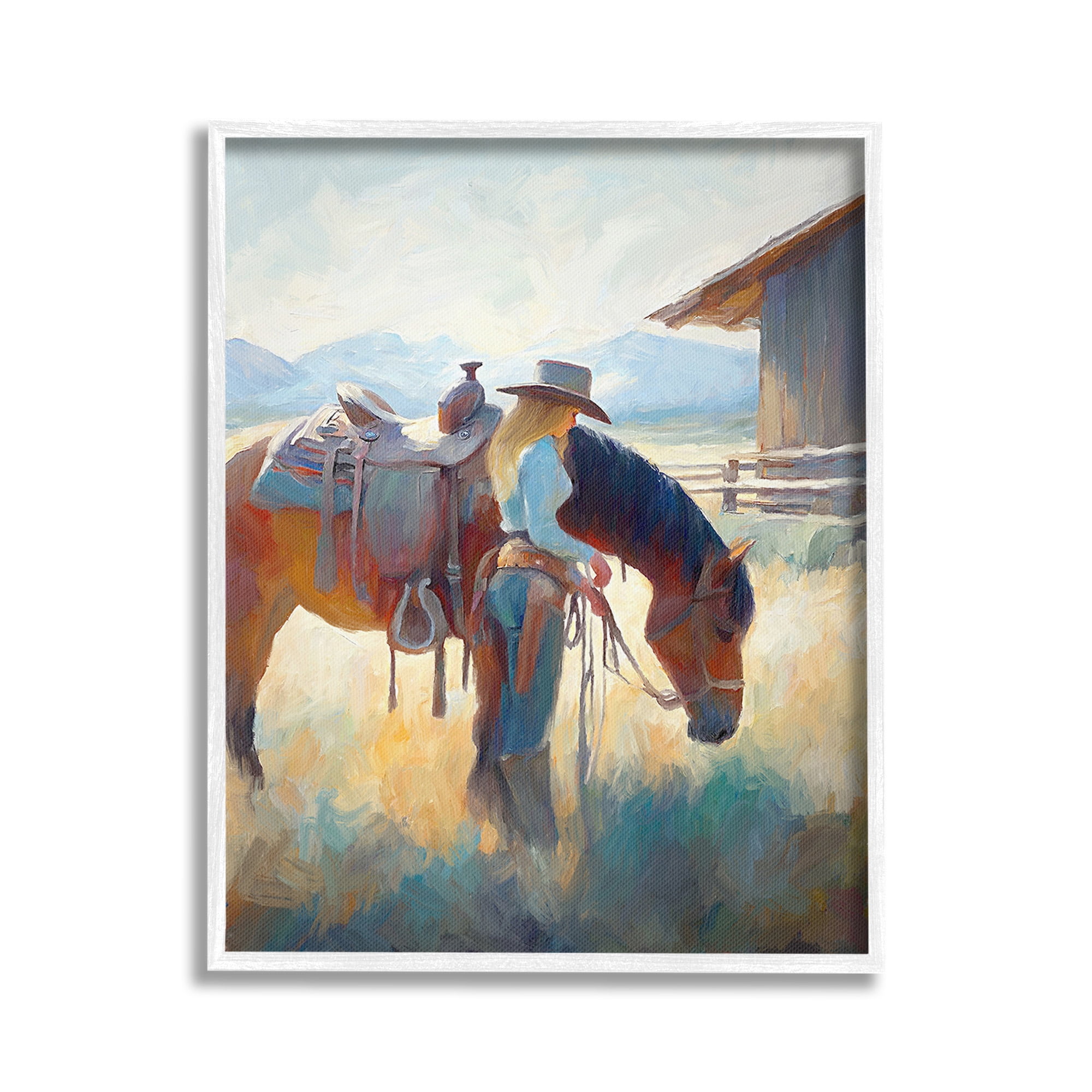 Stupell Industries Equestrian Girl & Horse Animals & Insects Painting White Framed Art Print Wall Art, 24 x 30