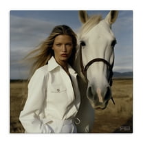 Stupell Industries Equestrian Girl & White Horse People Painting Wrapped Canvas Art Print Wall Art, 17 x 17