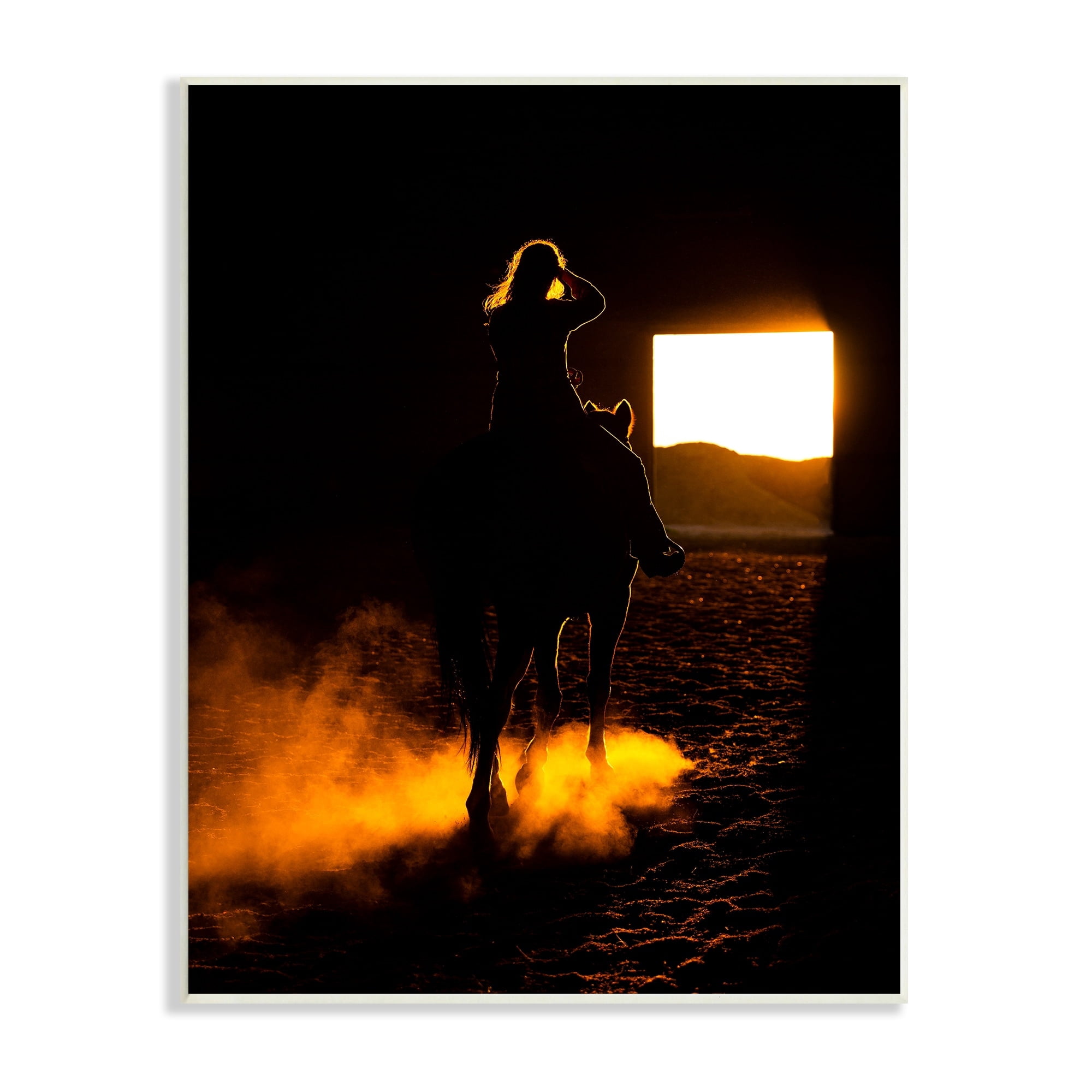 Stupell Industries Equestrian Horse Jockey Silhouette Vivid Light Flare Photograph Unframed Art Print Wall Art, Design by Steve Smith