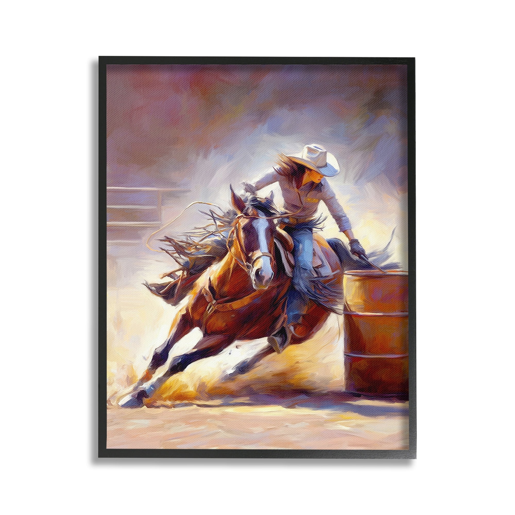 Stupell Industries Equestrian Jockey Girl Animals & Insects Painting Black Framed Art Print Wall Art, 16 x 20
