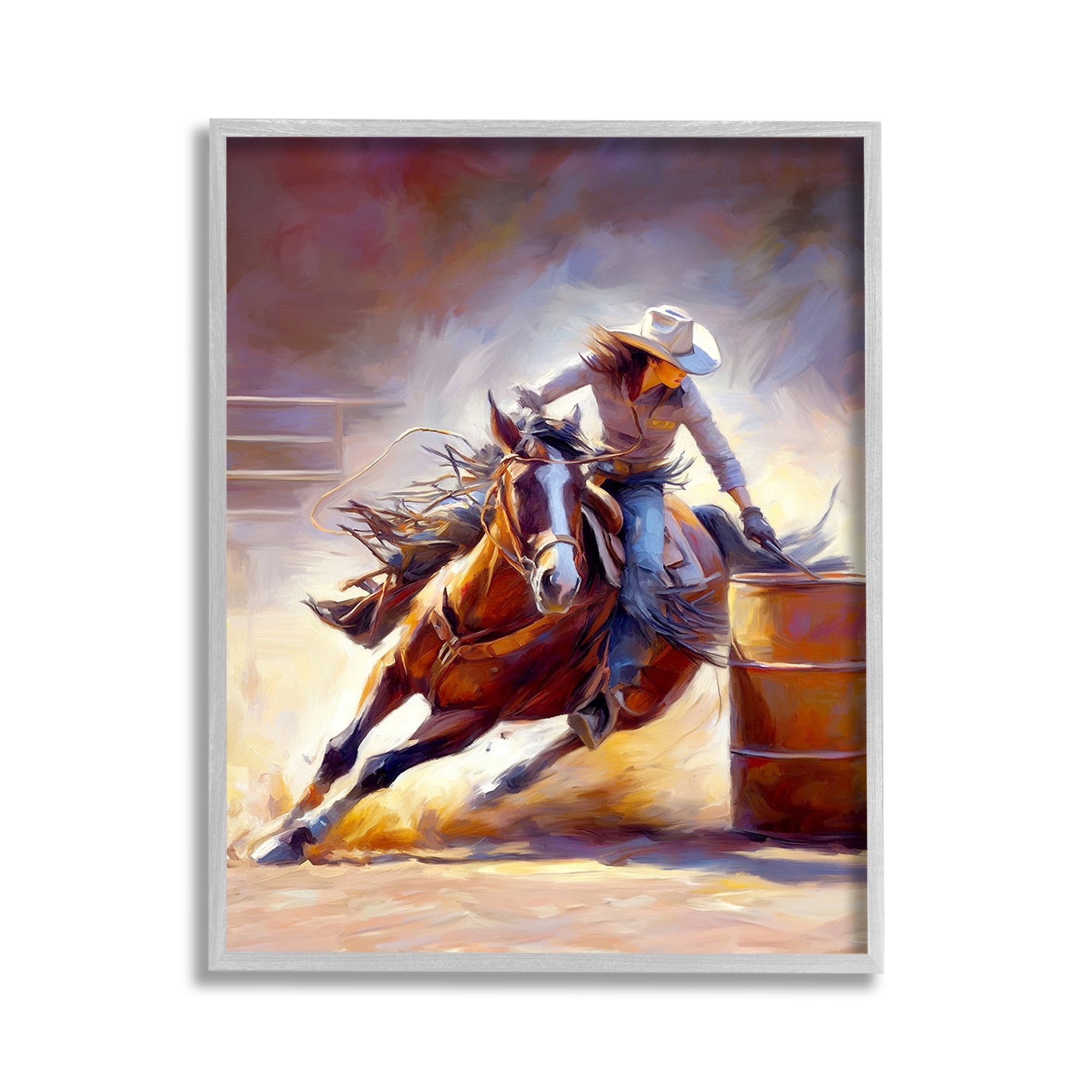 Stupell Industries Equestrian Jockey Girl Animals & Insects Painting Gray Framed Art Print Wall Art, 11 x 14