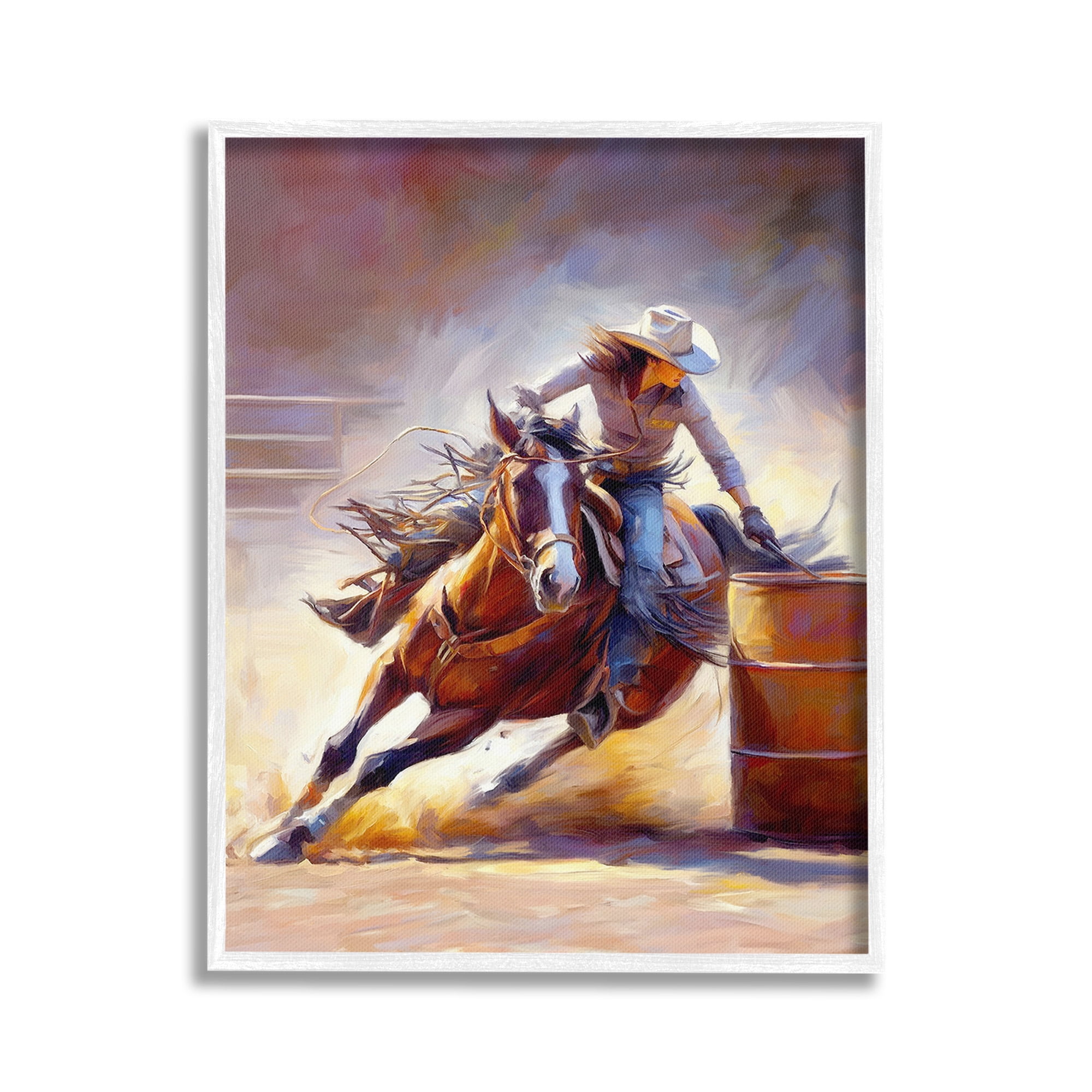 Stupell Industries Equestrian Jockey Girl Animals & Insects Painting White Framed Art Print Wall Art, 16 x 20