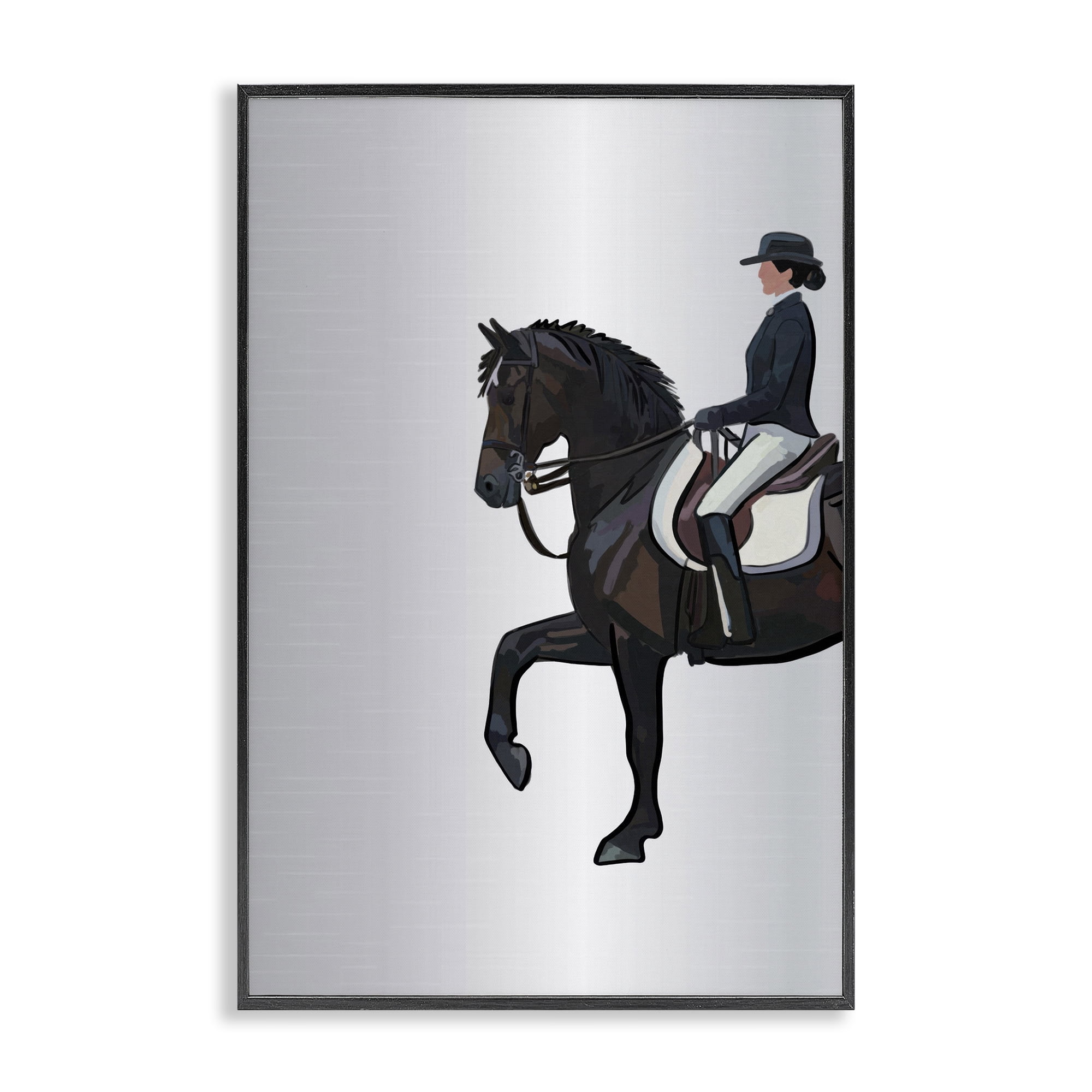 Stupell Industries Equestrian Jockey & Horse Animals & Insects Painting Black Framed Art Print Wall Art, 16 x 24
