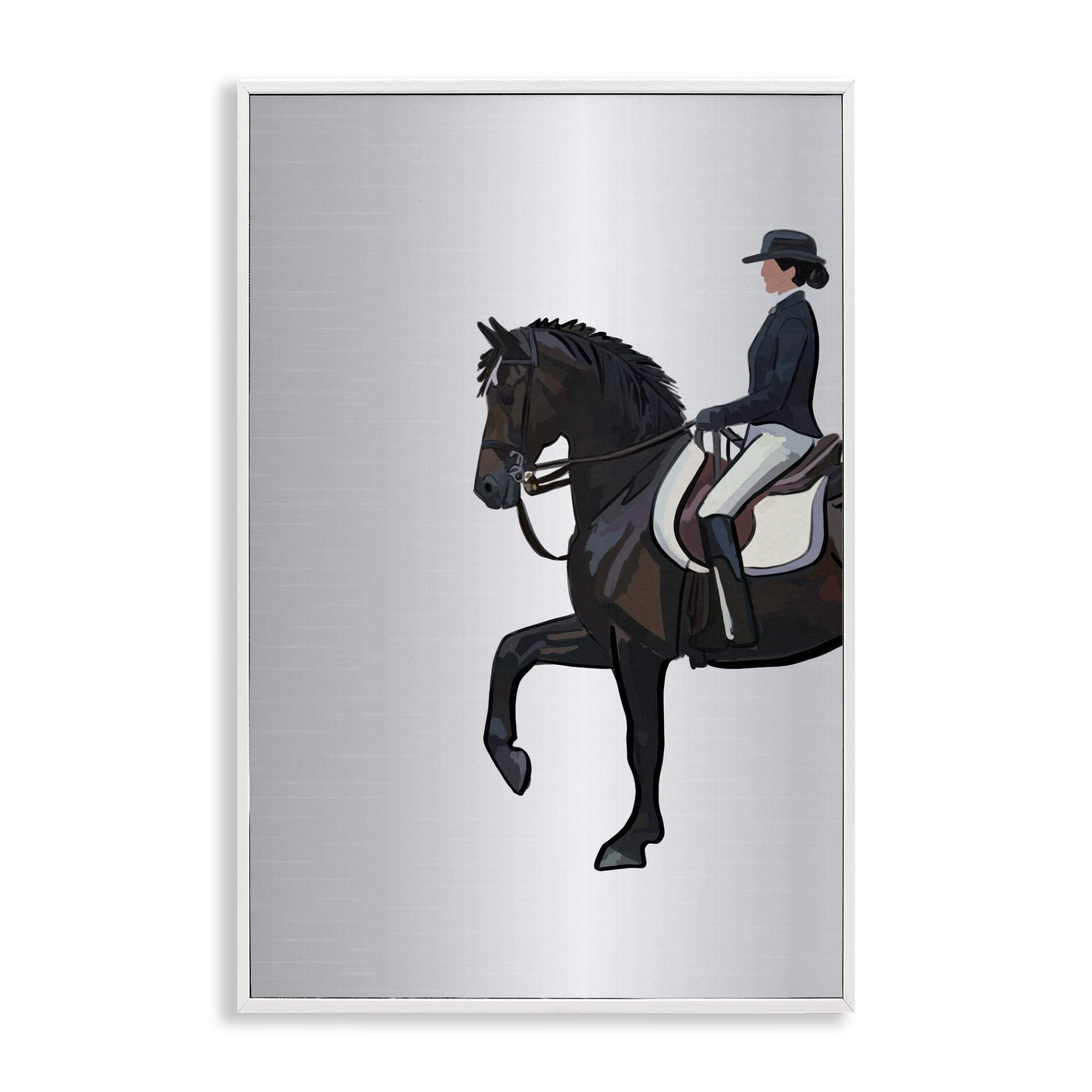 Stupell Industries Equestrian Jockey & Horse Animals & Insects Painting White Framed Art Print Wall Art, 16 x 24