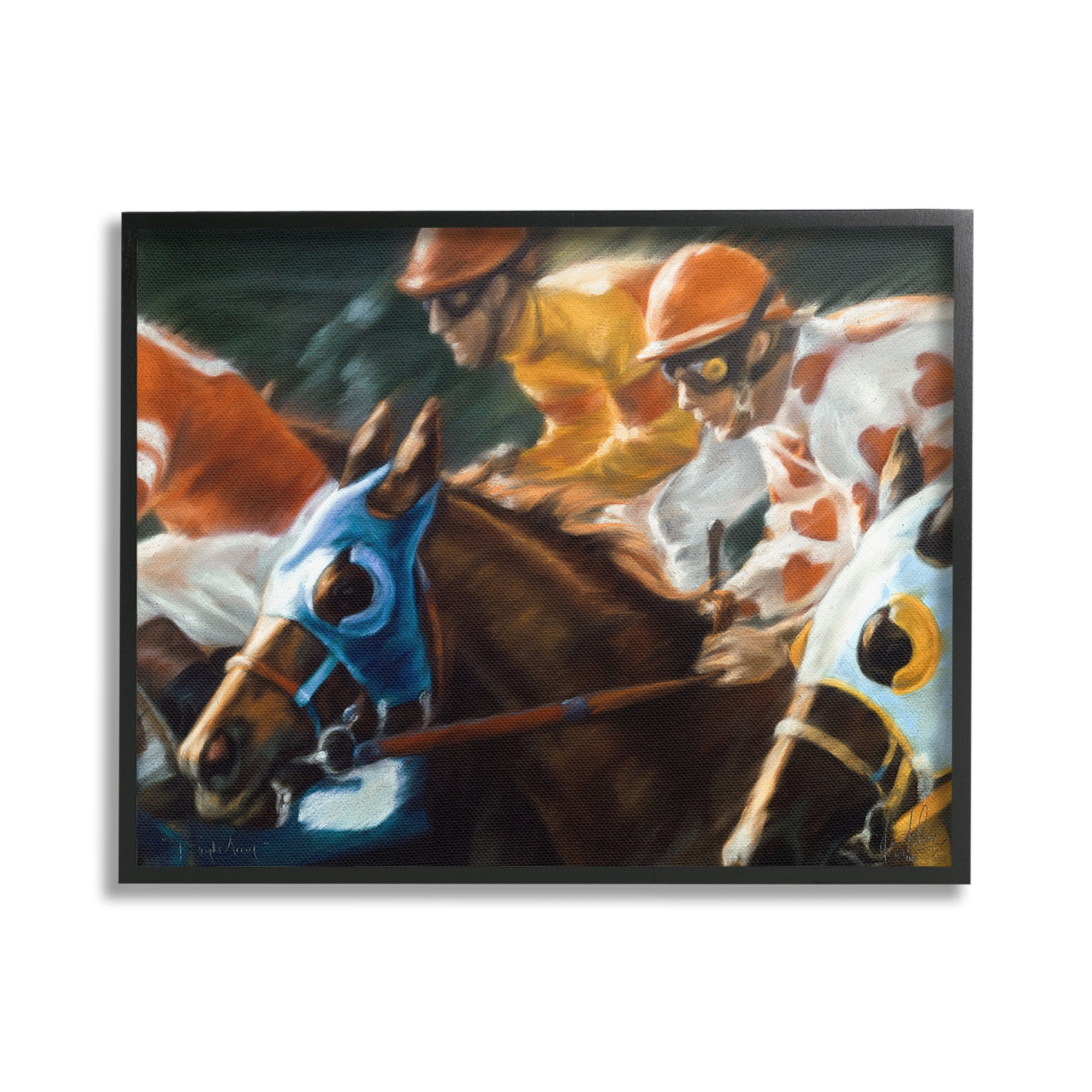 Stupell Industries Equestrian Jockeys Racing Animals & Insects Painting Black Framed Art Print Wall Art, 20 x 16