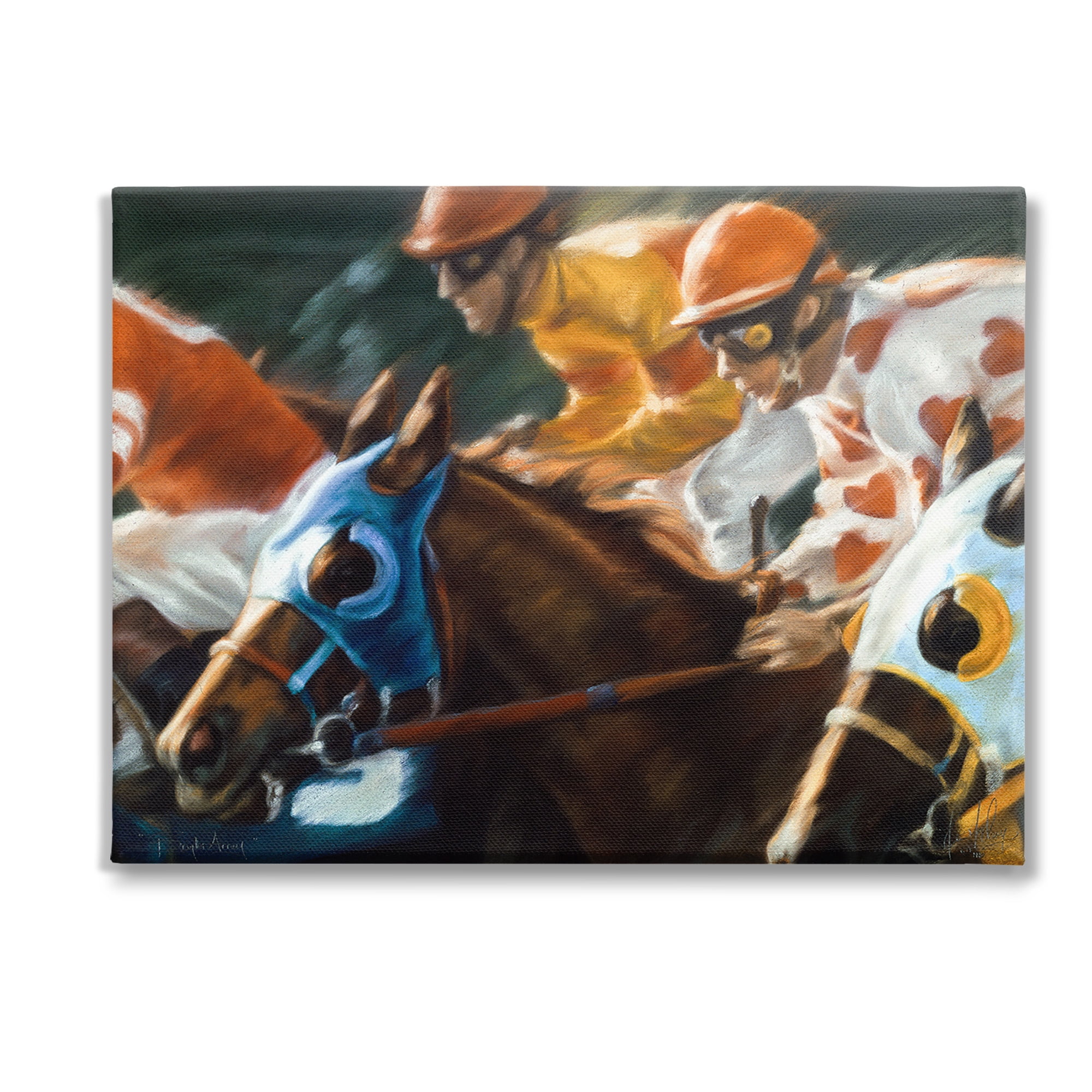 Stupell Industries Equestrian Jockeys Racing Animals & Insects Painting Gallery Wrapped Canvas Art Print Wall Art, 48 x 36