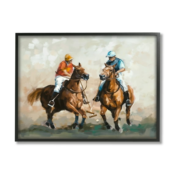 Stupell Industries Equestrian Polo Players Animals & Insects Painting Black Framed Art Print Wall Art, 14 x 11