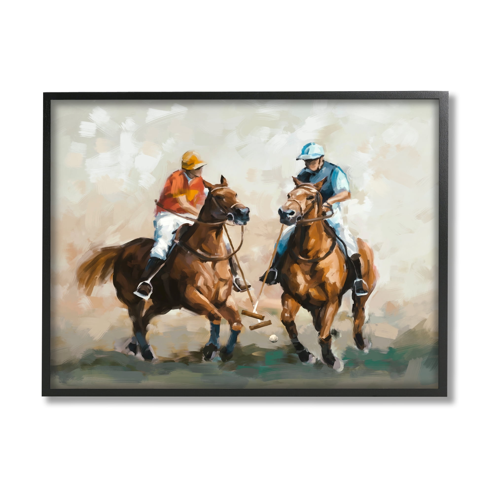 Stupell Industries Equestrian Polo Players Animals & Insects Painting Black Framed Art Print Wall Art, 20 x 16