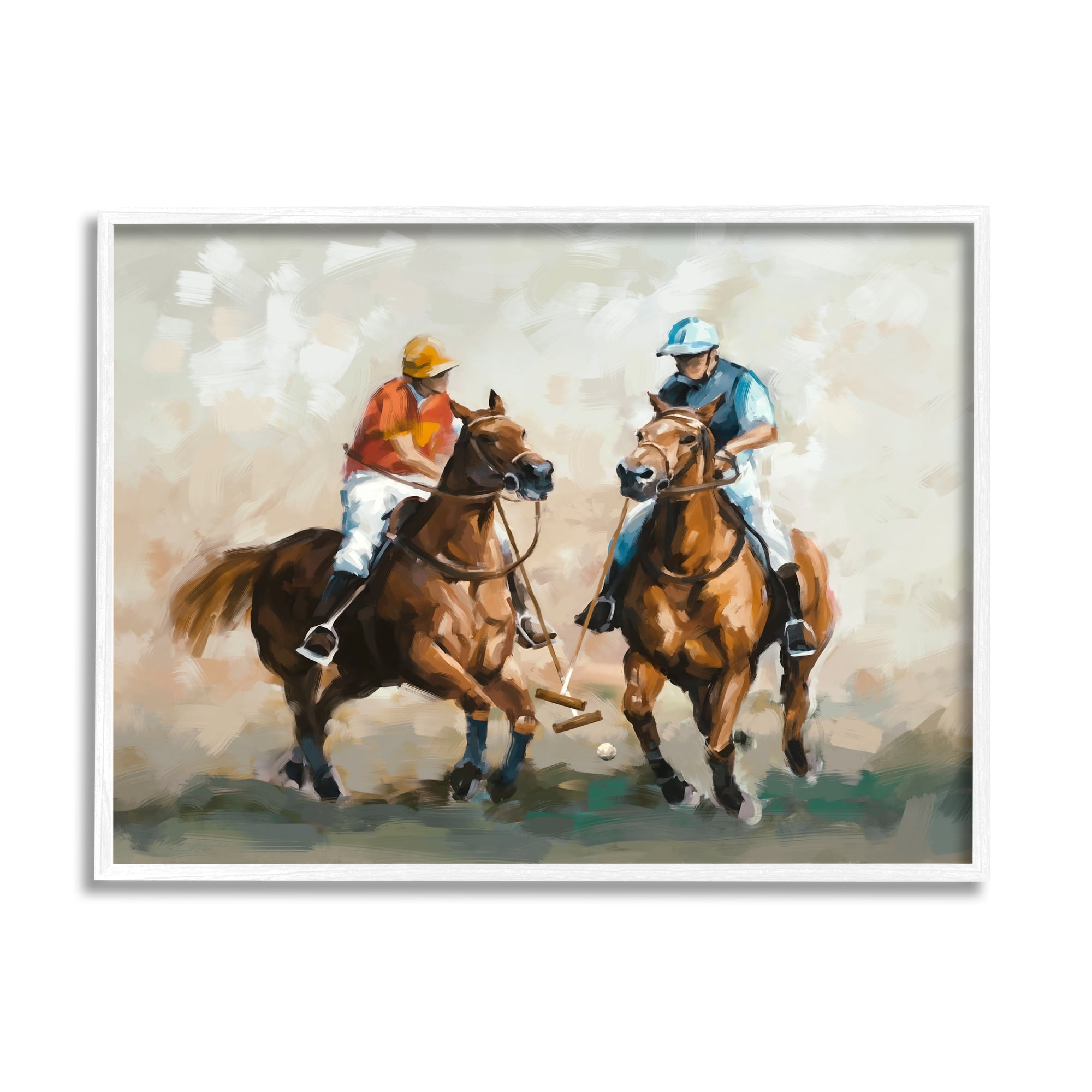 Stupell Industries Equestrian Polo Players Animals & Insects Painting White Framed Art Print Wall Art, 20 x 16