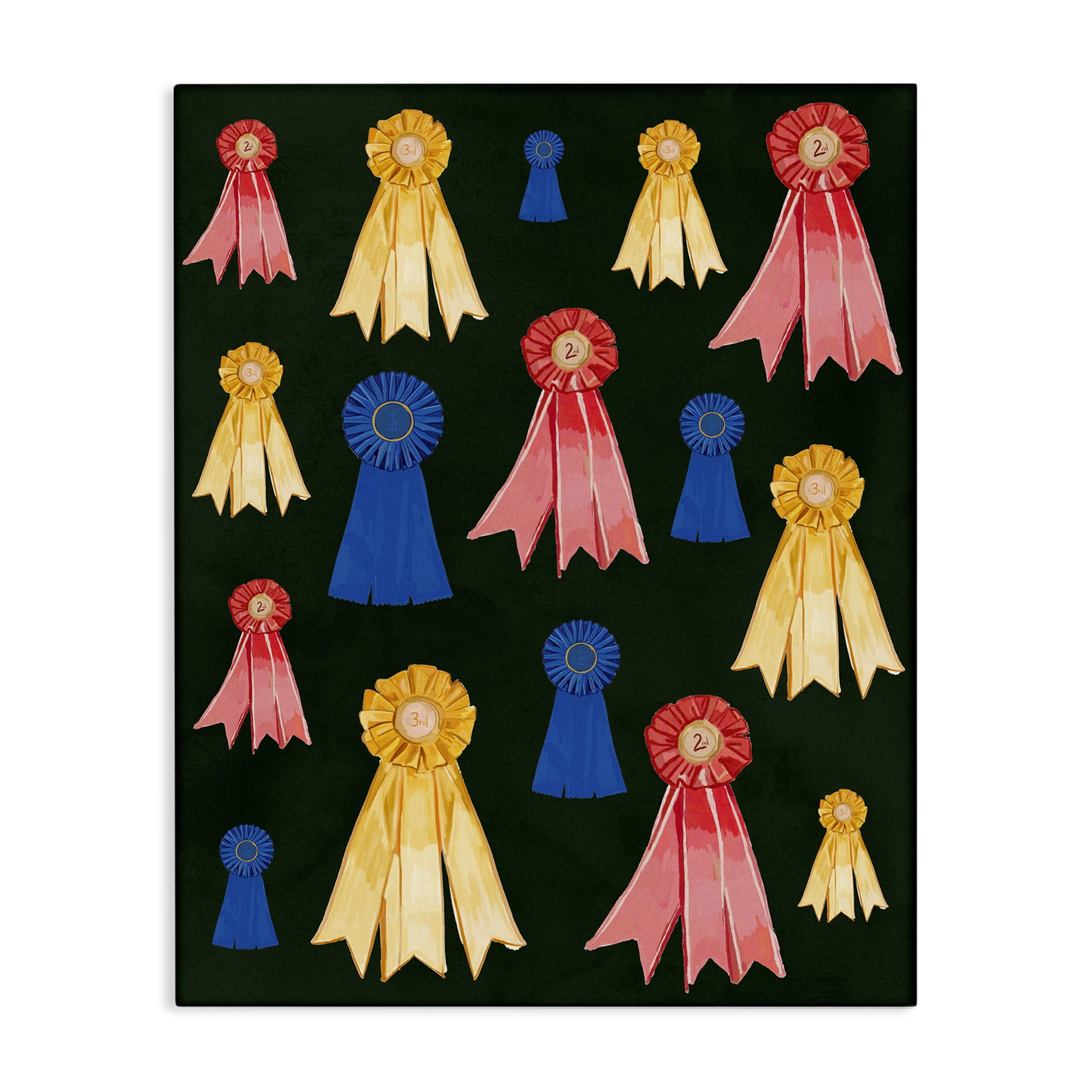 Stupell Industries Equestrian Ribbon Awards Sports Painting Gallery Wrapped Canvas Art Print Wall Art, 36 x 48