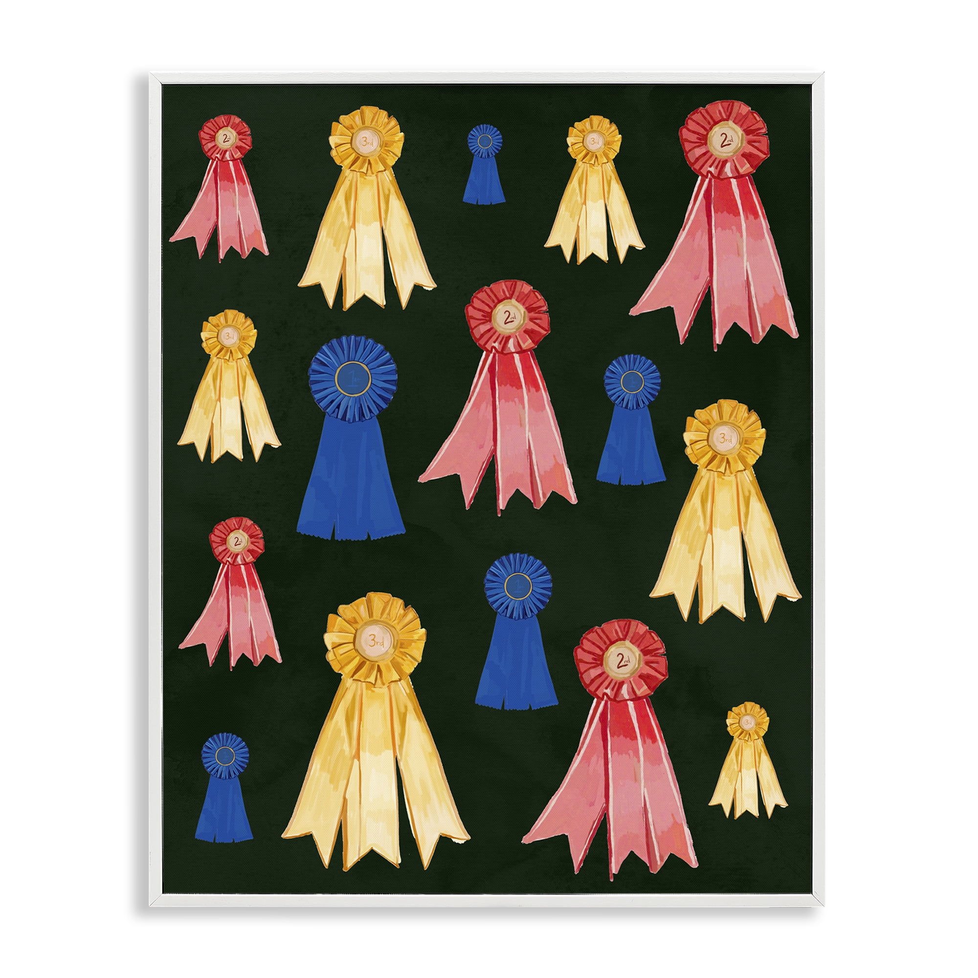 Stupell Industries Equestrian Ribbon Awards Sports Painting White Framed Art Print Wall Art, 11 x 14
