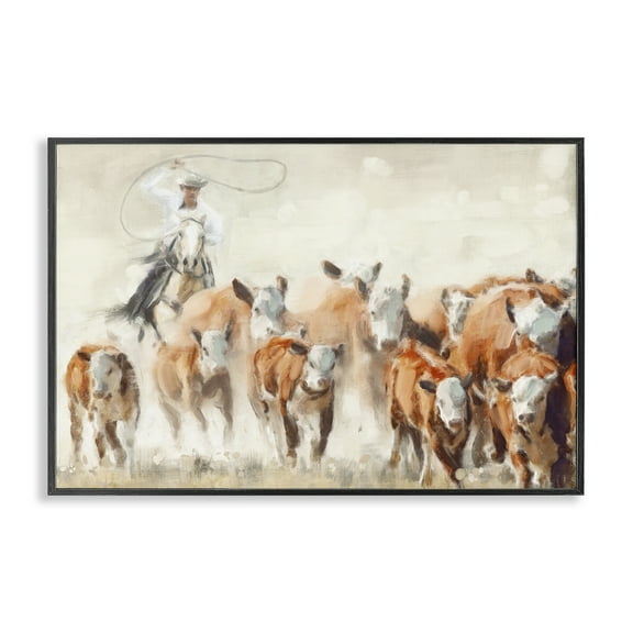 Stupell Industries Equestrian Round Up Animals & Insects Painting Black Framed Art Print Wall Art, 18 x 12