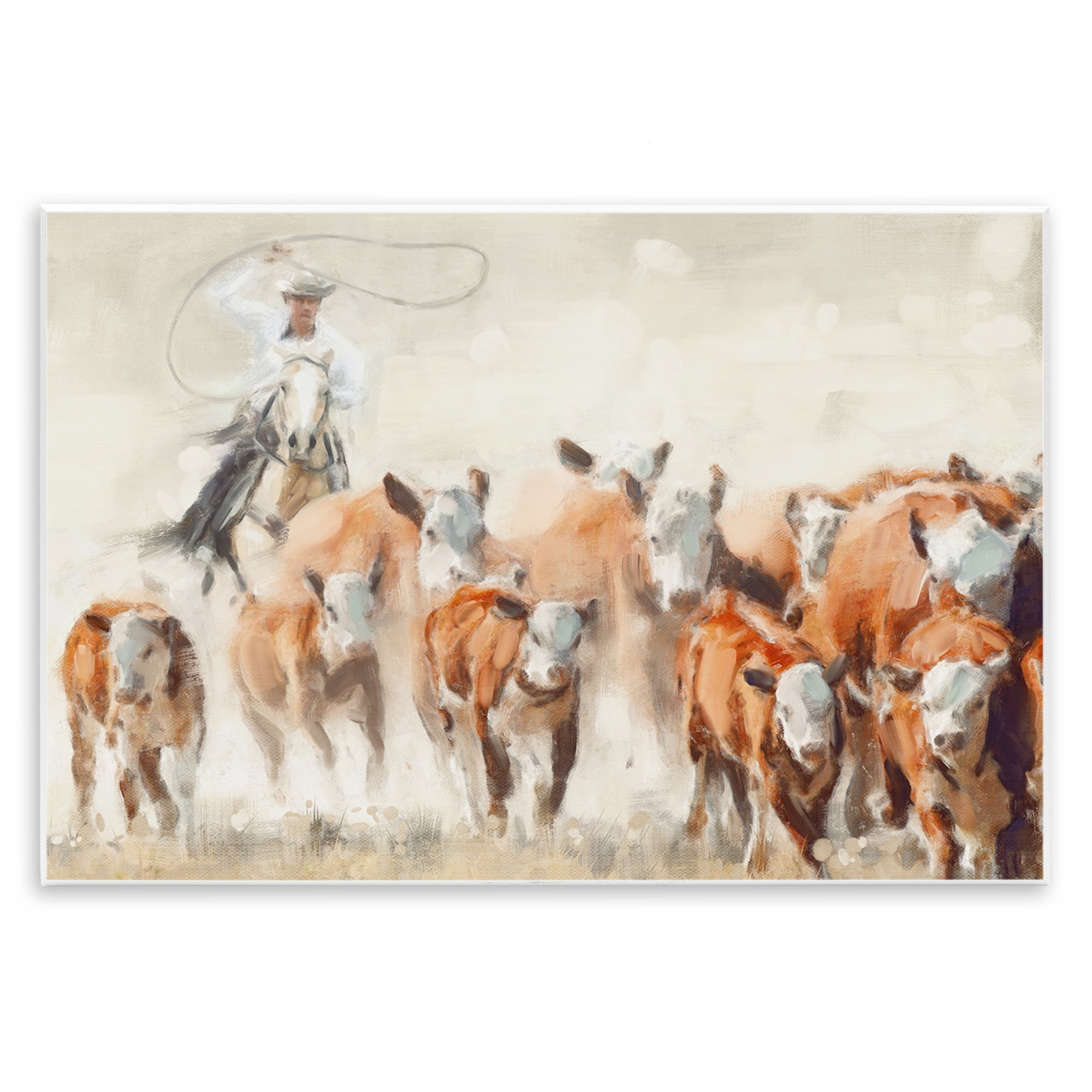 Stupell Industries Equestrian Round Up Animals & Insects Painting Unframed Art Print Wall Art, 19 x 13