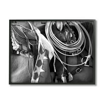 Stupell Industries Equestrian Saddle Photography Animals & Insects Photography Black Framed Art Print Wall Art, 14 x 11
