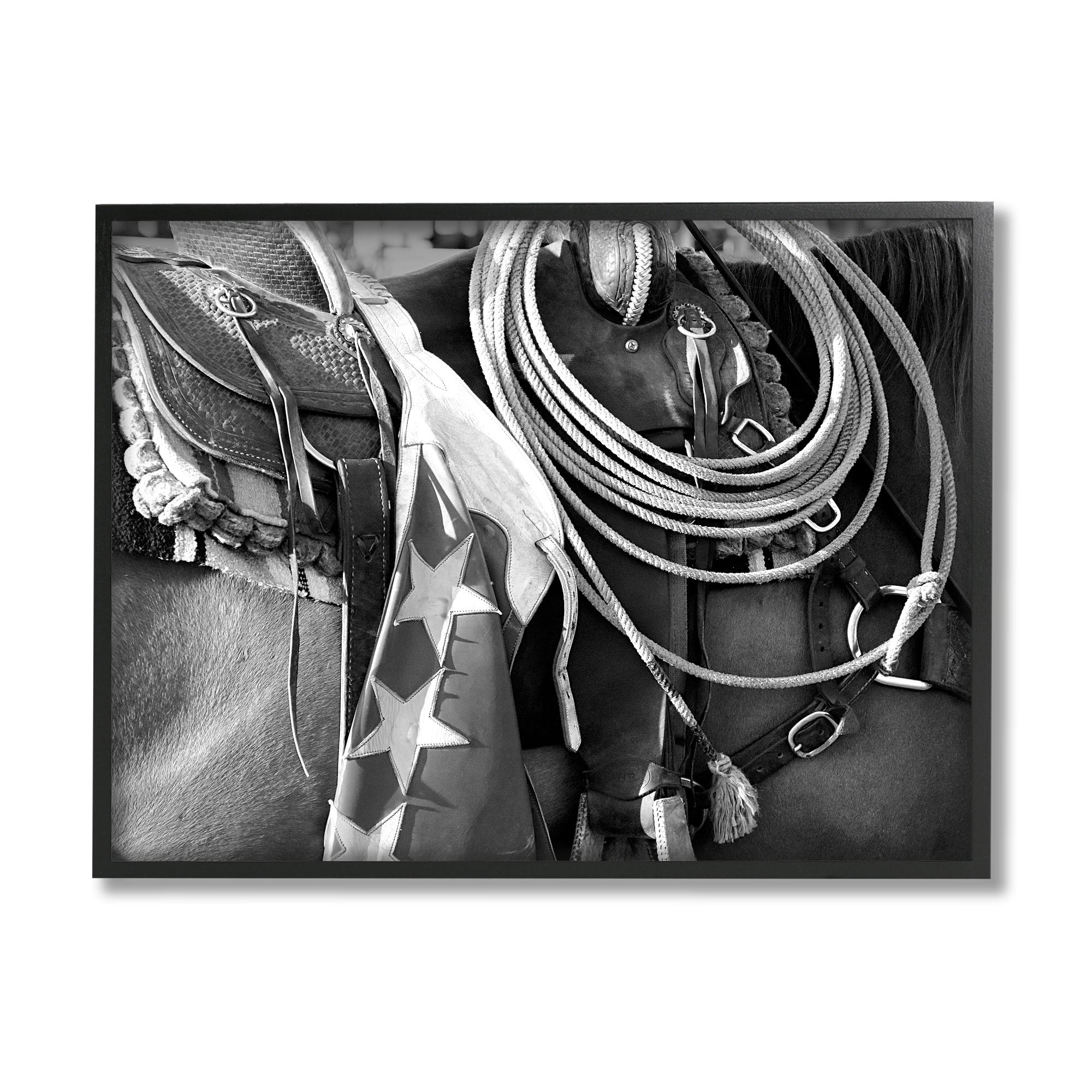Stupell Industries Equestrian Saddle Photography Animals & Insects Photography Black Framed Art Print Wall Art, 30 x 24
