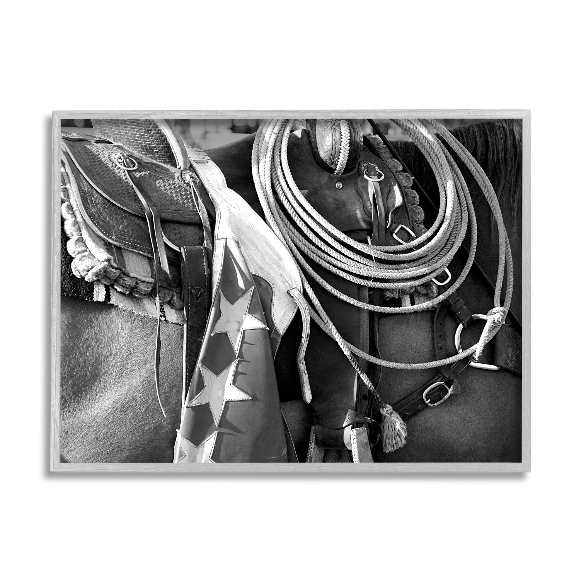 Stupell Industries Equestrian Saddle Photography Animals & Insects Photography Gray Framed Art Print Wall Art, 30 x 24