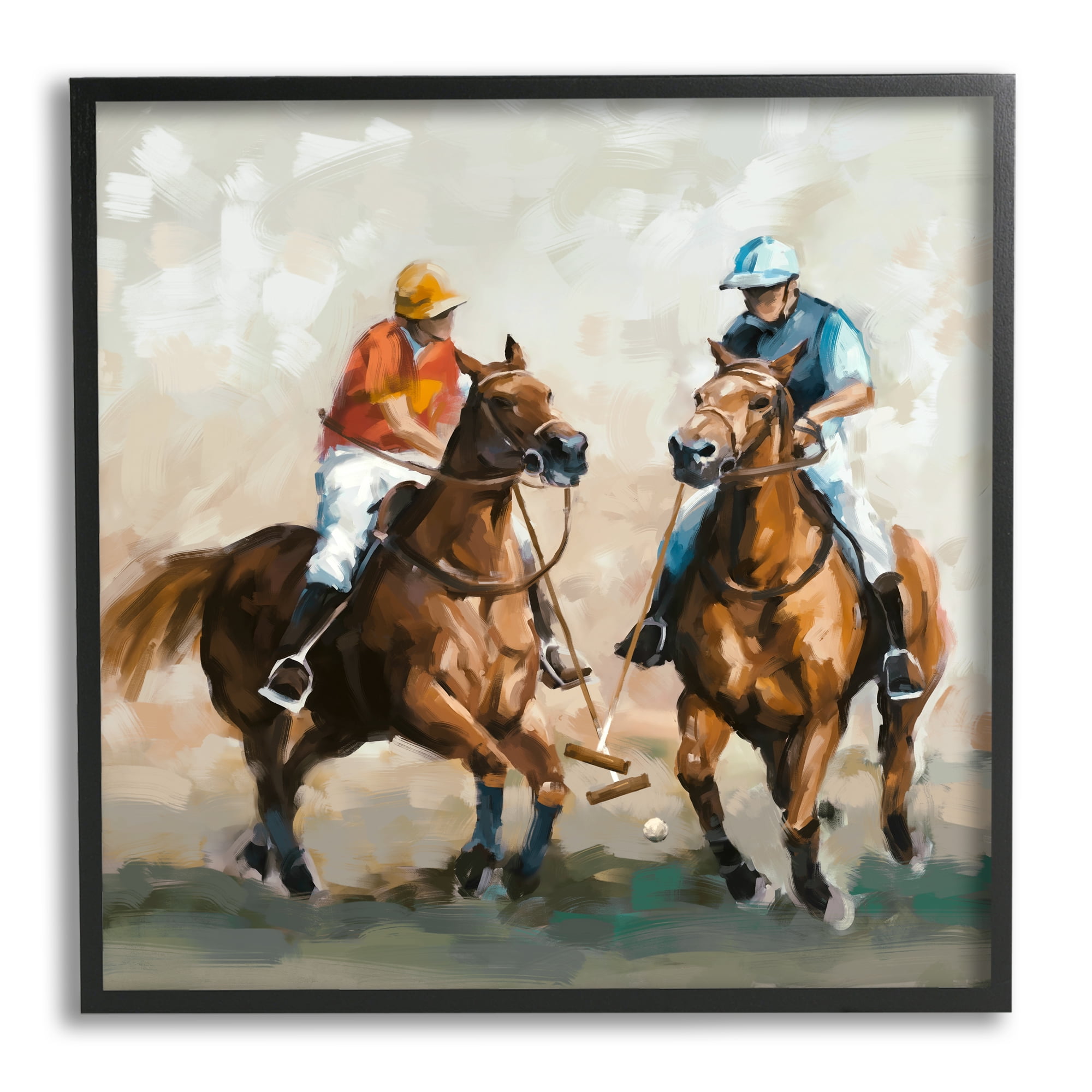 Stupell Industries Equestrian Sport Horses Animals & Insects Painting Black Framed Art Print Wall Art, 24 x 24