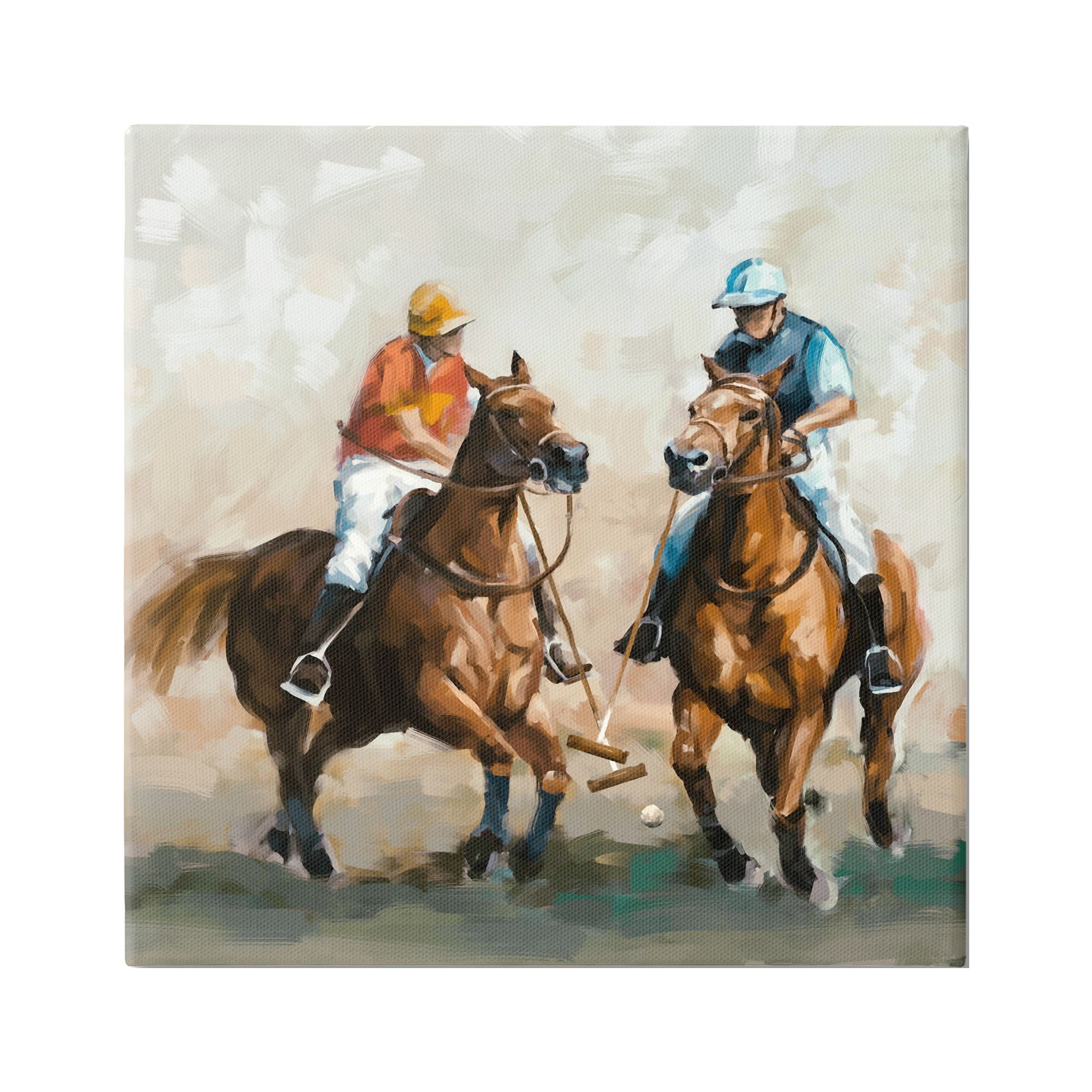 Stupell Industries Equestrian Sport Horses Animals & Insects Painting Gallery Wrapped Canvas Print Wall Art, 17 x 17