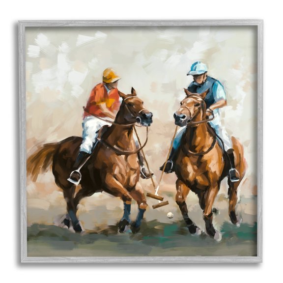 Stupell Industries Equestrian Sport Horses Animals & Insects Painting Gray Framed Art Print Wall Art, 24 x 24
