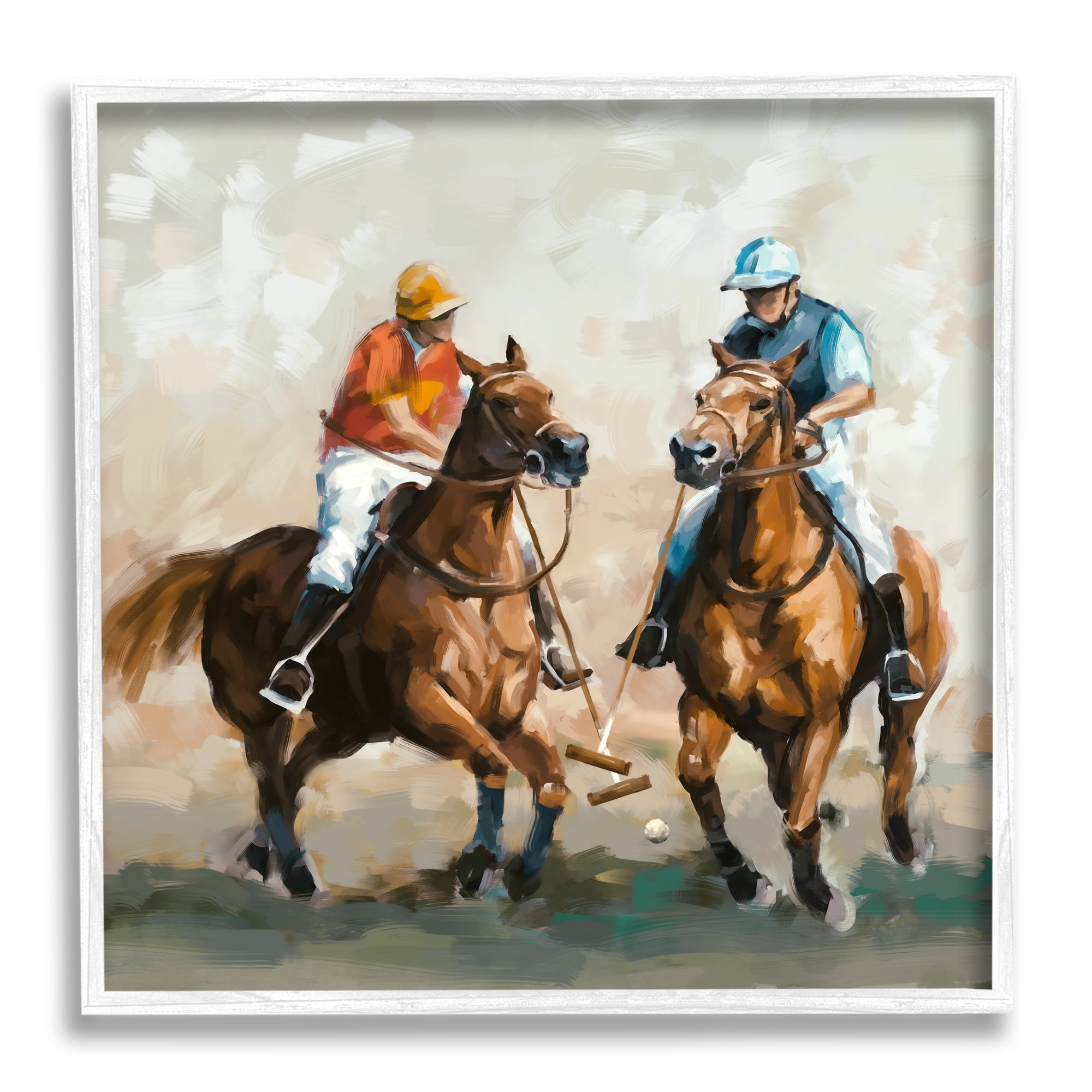 Stupell Industries Equestrian Sport Horses Animals & Insects Painting White Framed Art Print Wall Art, 24 x 24