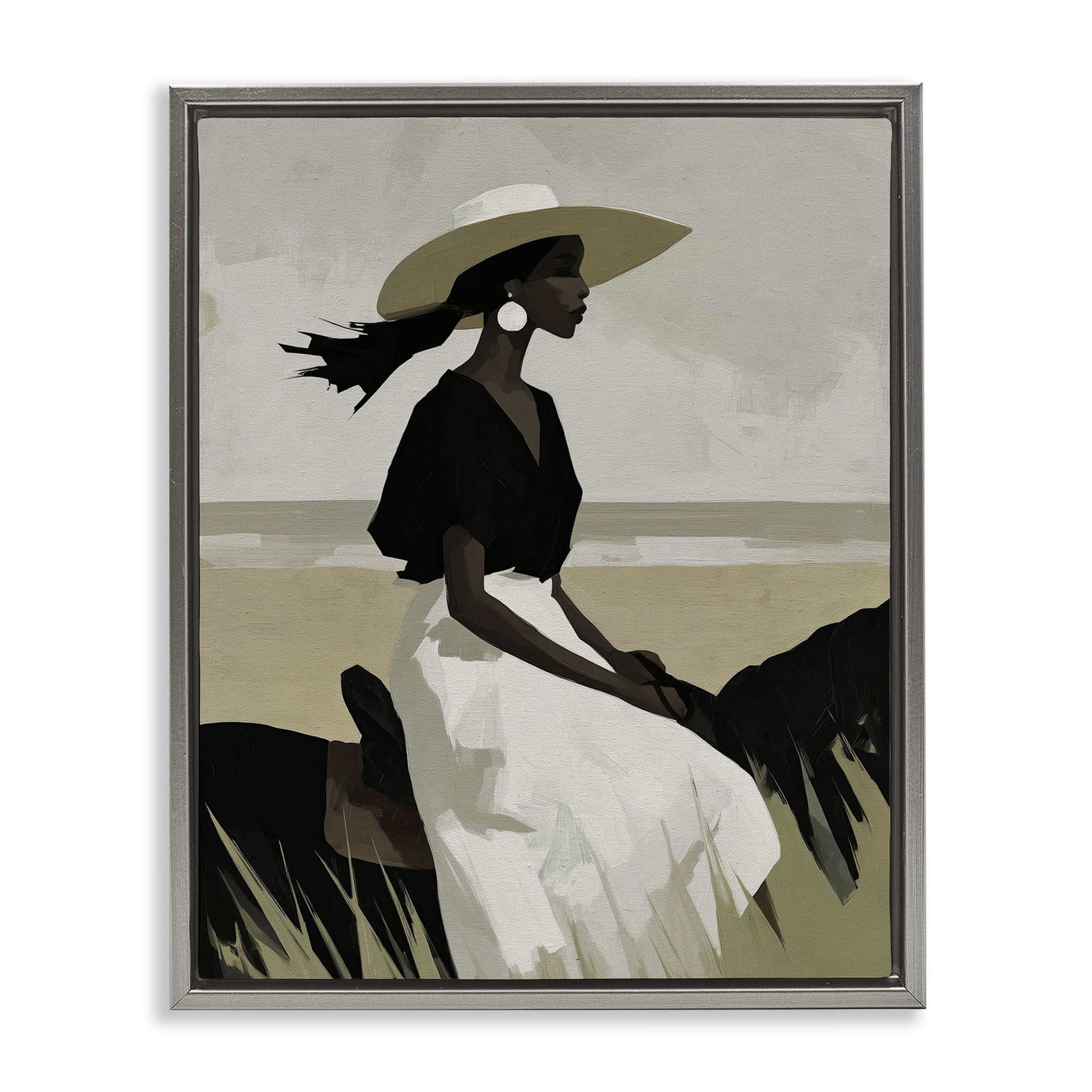 Stupell Industries Equestrian Windswept Muse Gray Framed Floater Canvas Wall Art, design by Svetlana Aleynikova