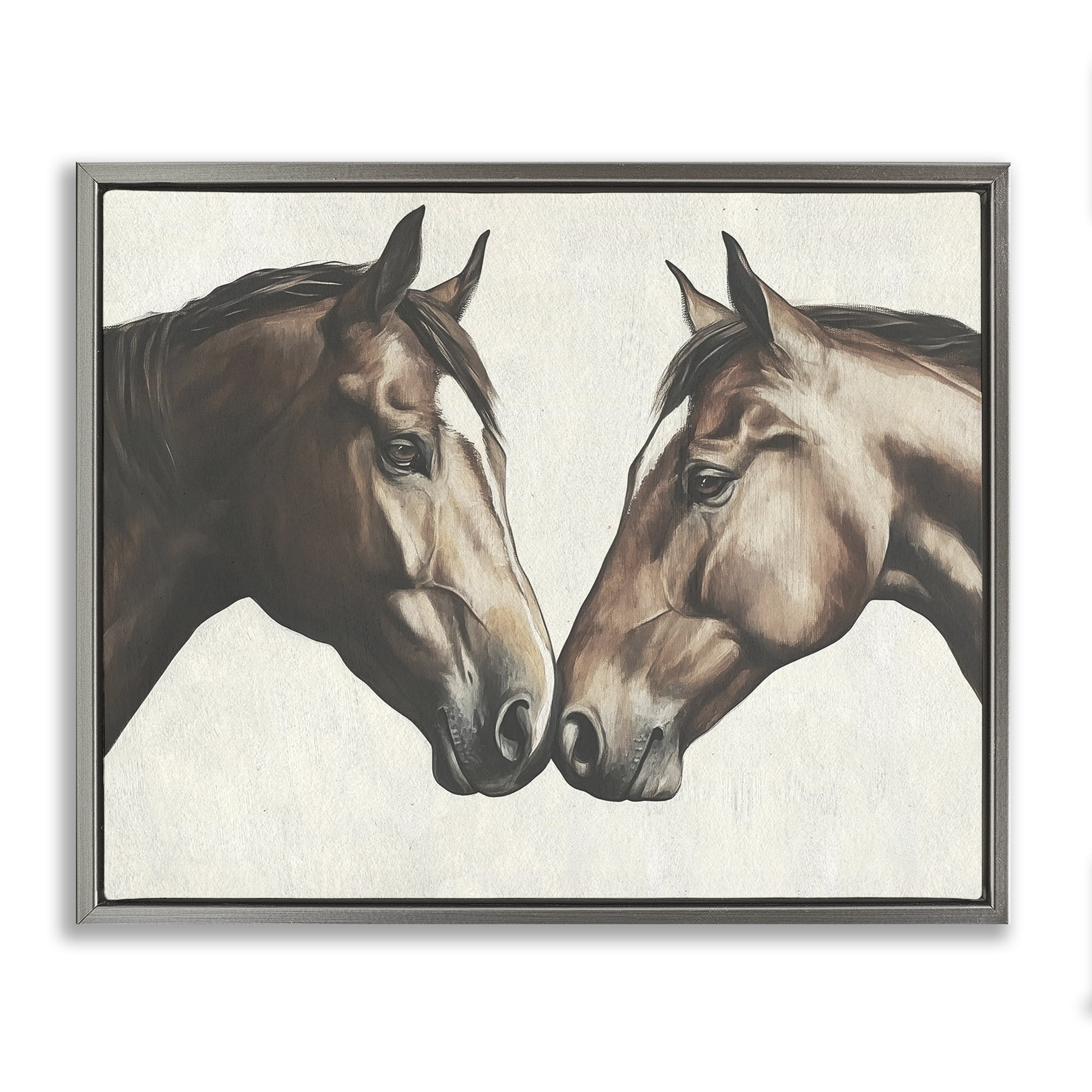 Stupell Industries Equine Companions Pair Gray Framed Floater Canvas Wall Art, design by Svetlana Aleynikova