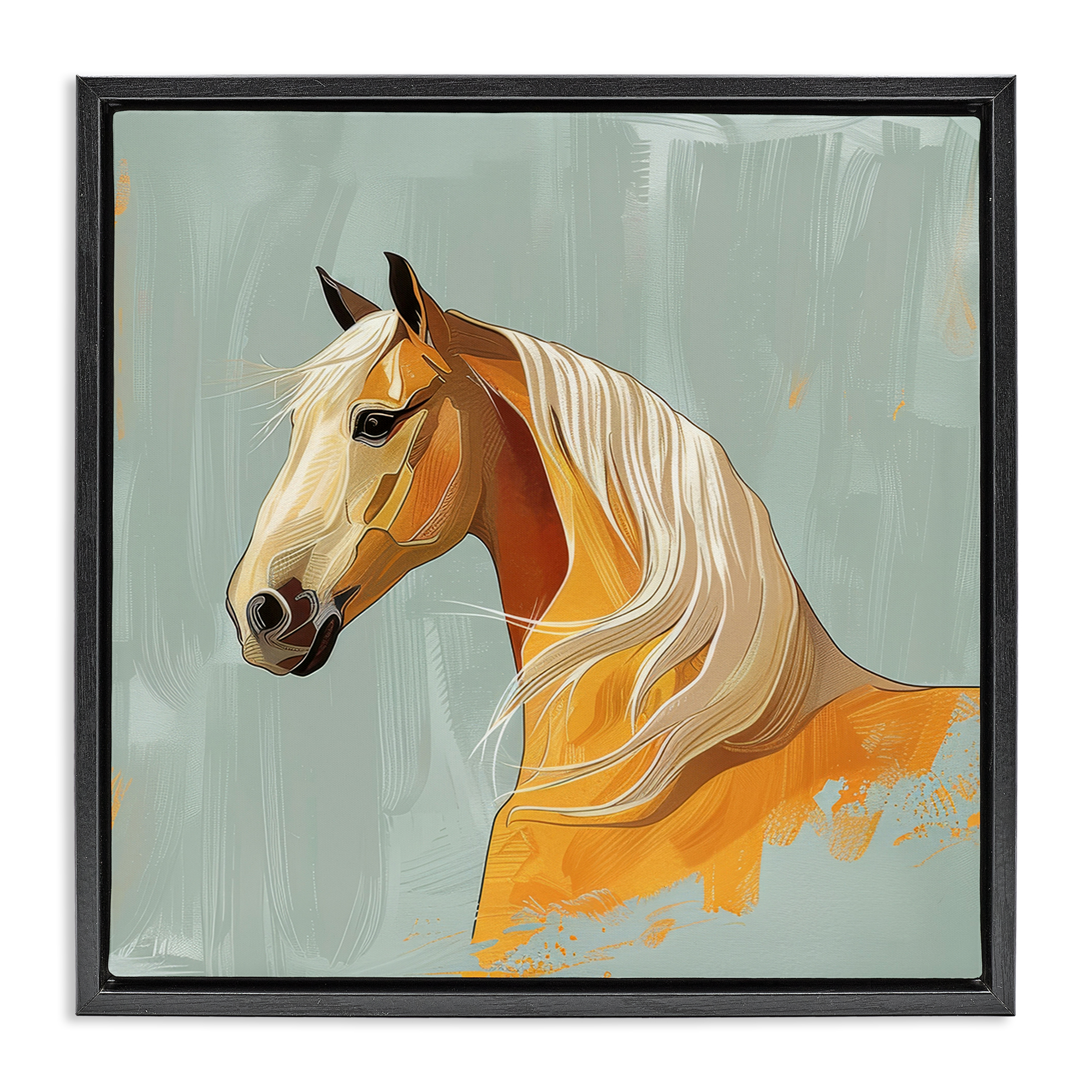 Stupell Industries Equine Elegance Portrait Animals Painting Black Floater Framed Canvas Art Print Wall Art, 25 x 25