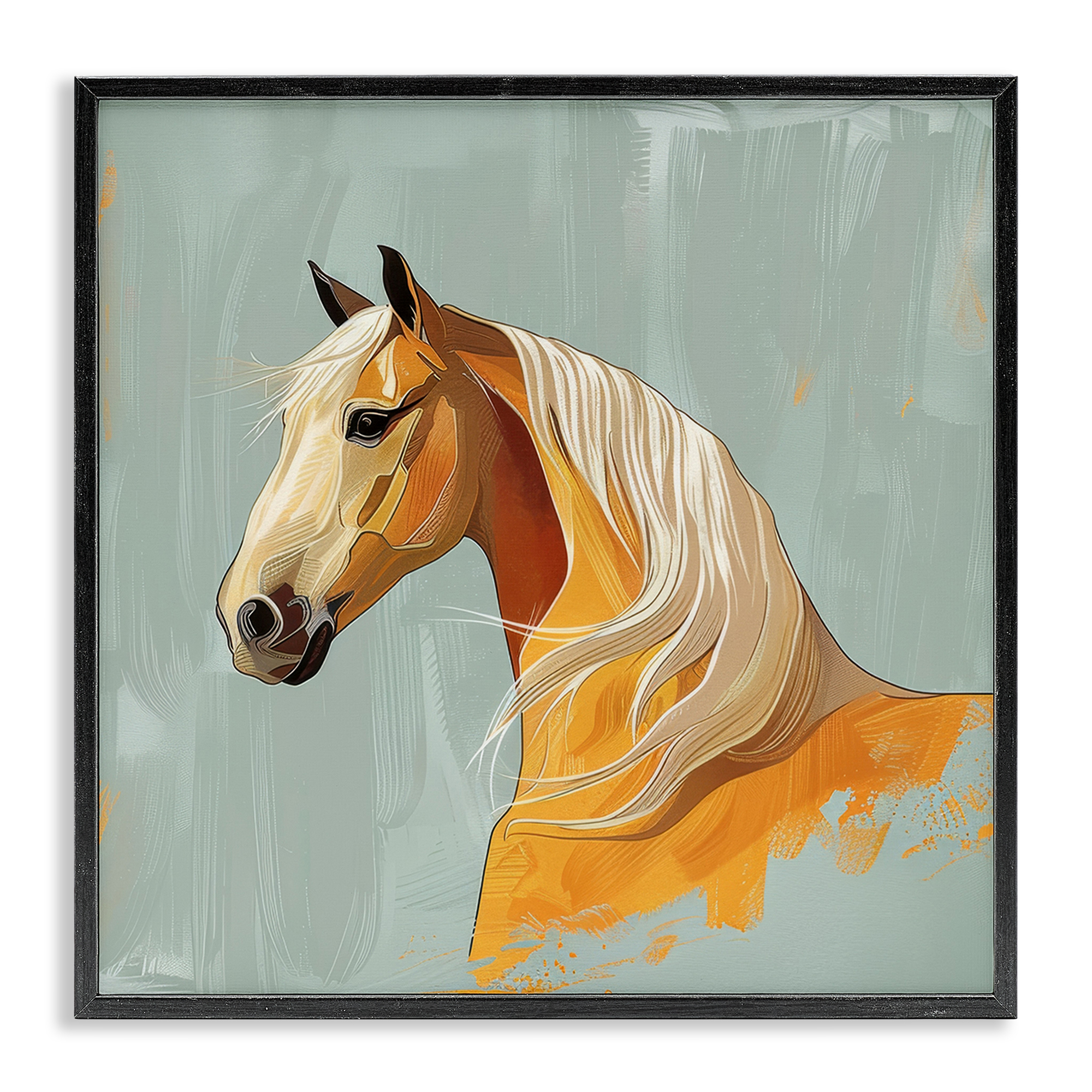 Stupell Industries Equine Elegance Portrait Animals Painting Black Framed Art Print Wall Art, 17 x 17