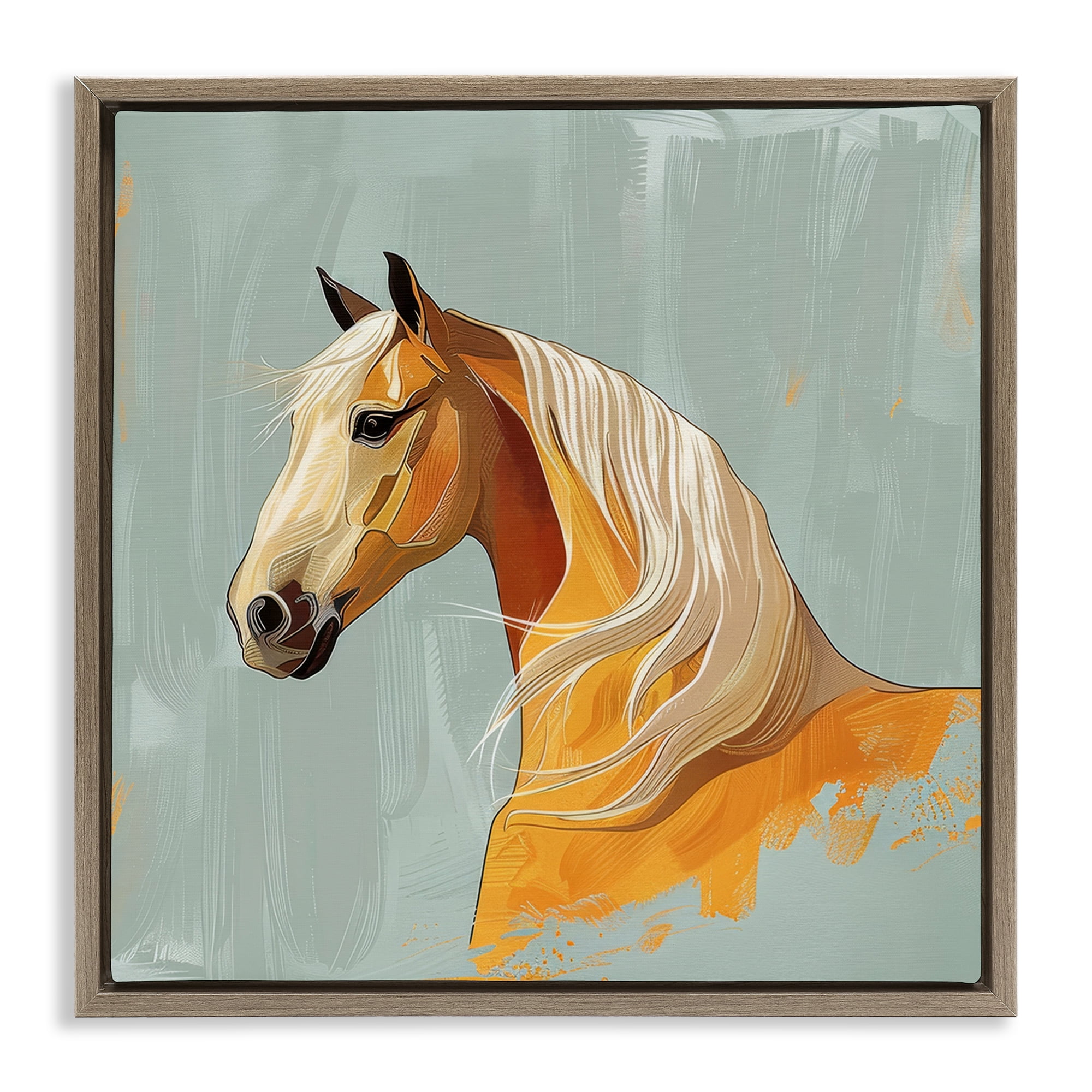 Stupell Industries Equine Elegance Portrait Animals Painting Brown Floater Framed Canvas Art Print Wall Art, 18 x 18