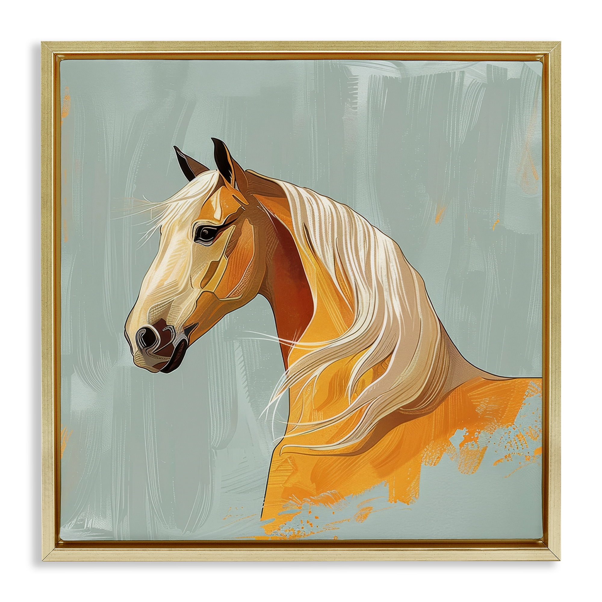 Stupell Industries Equine Elegance Portrait Animals Painting Gold Floater Framed Canvas Art Print Wall Art, 25 x 25