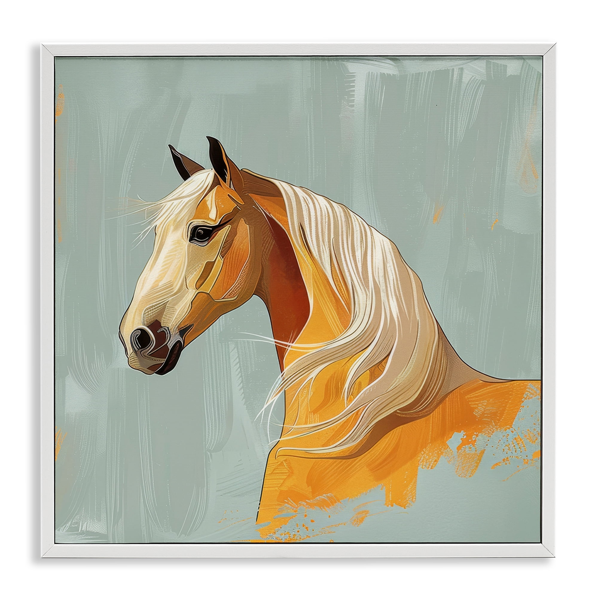 Stupell Industries Equine Elegance Portrait Animals Painting White Framed Art Print Wall Art, 12 x 12