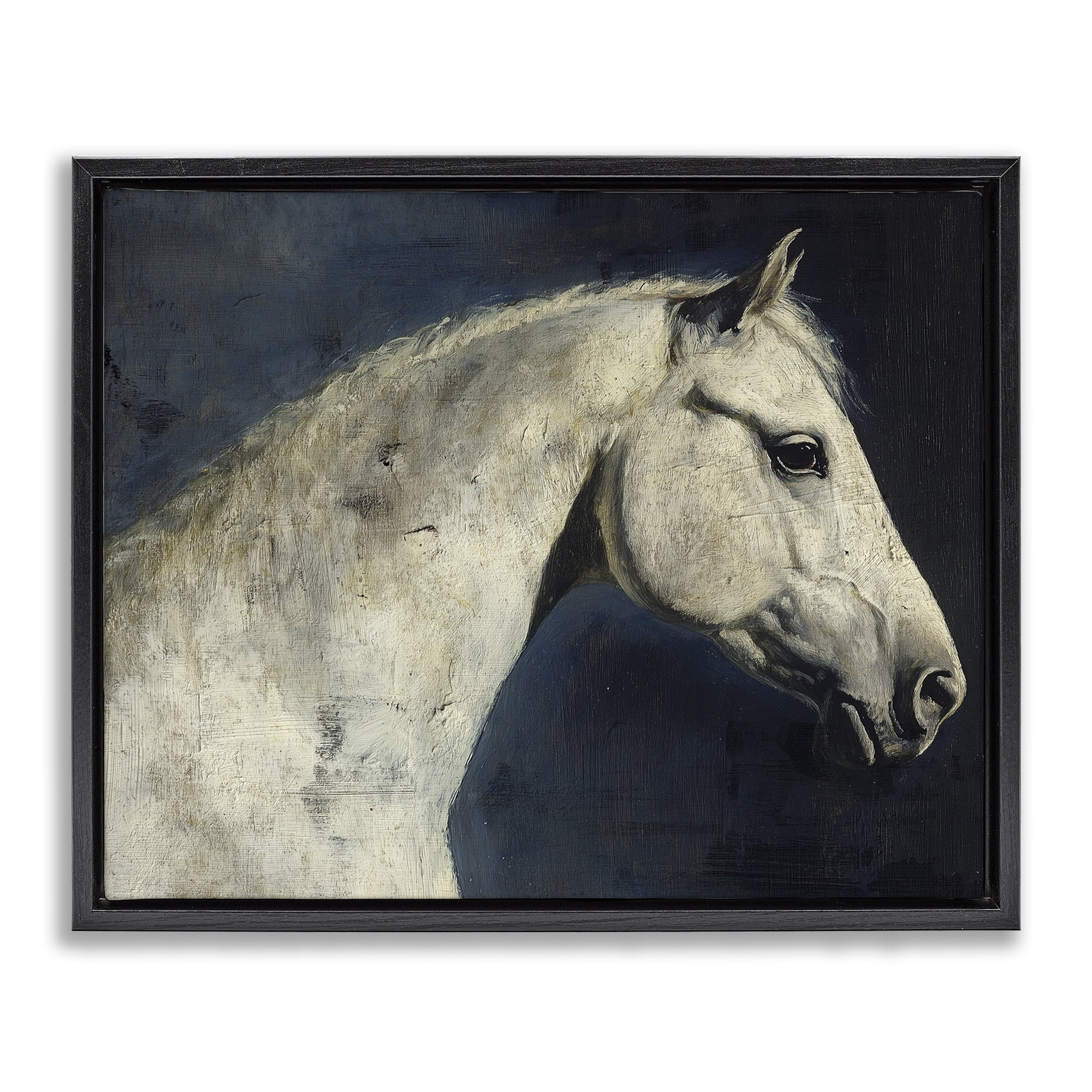 Stupell Industries Equine On The Blue Night Black Framed Floater Canvas Wall Art, design by Svetlana Aleynikova