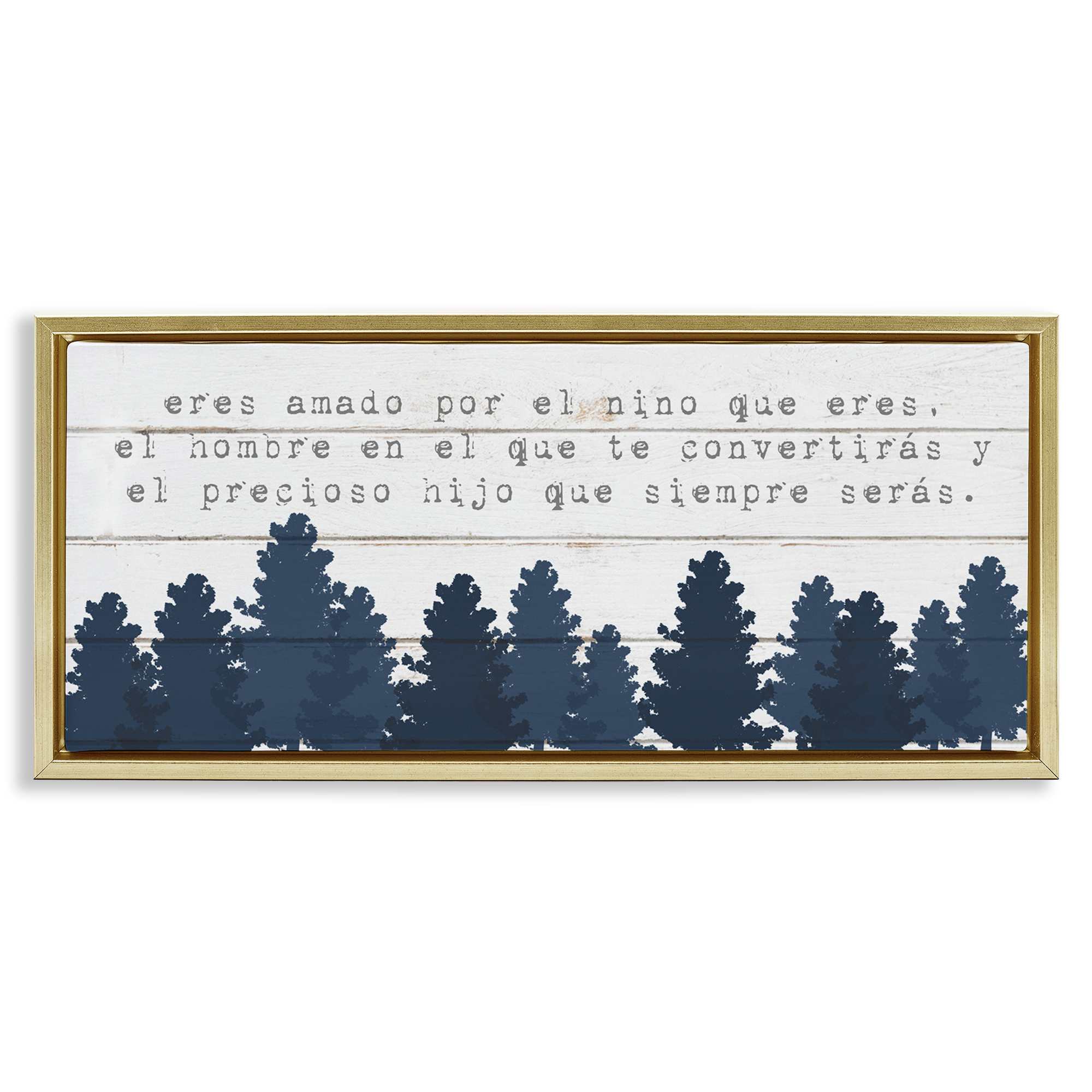 Stupell Industries Eres Amado, Hoy y Siempre Inspirational Quotes & Sayings Painting Gold Floater Framed Art Print Wall Art, 31 x 14