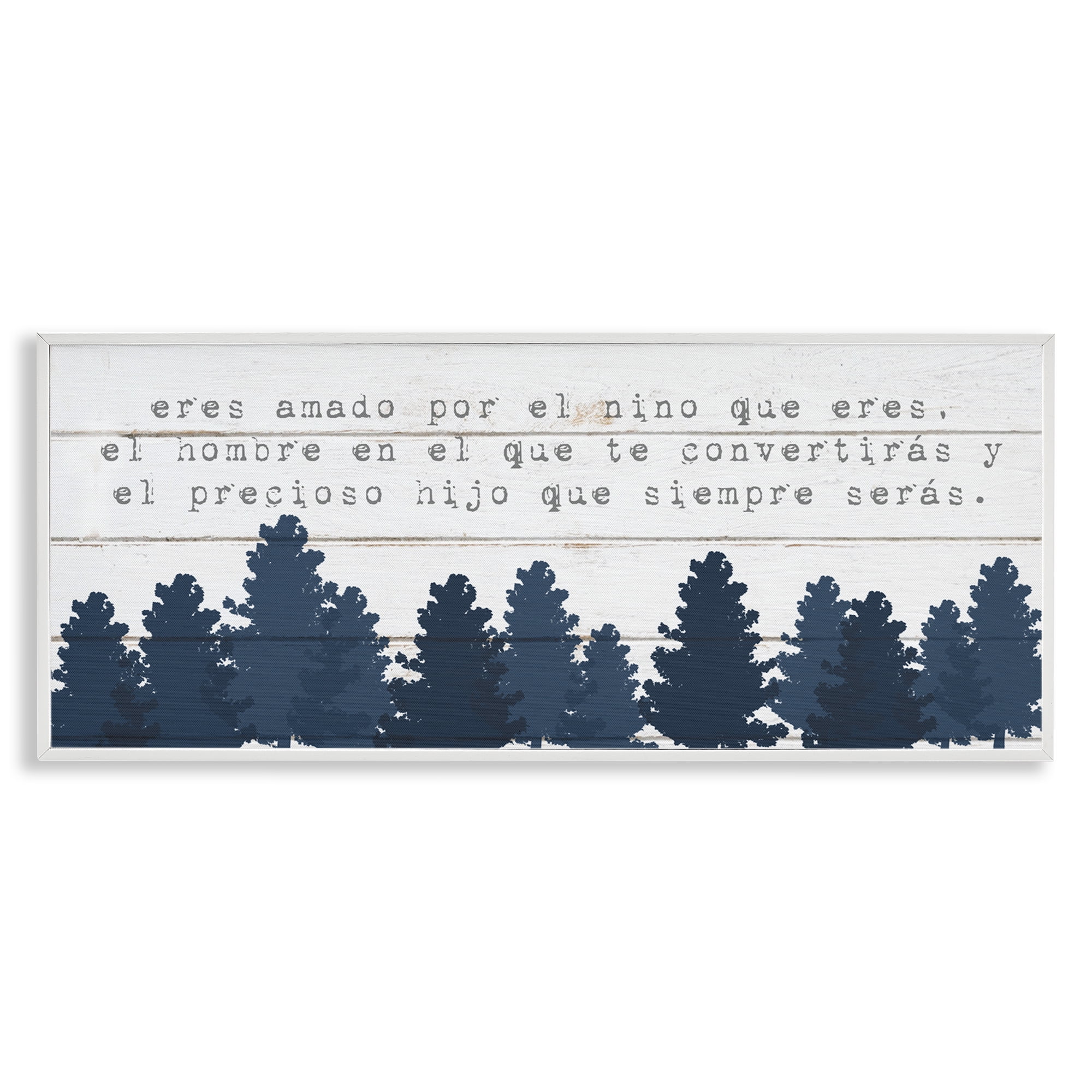 Stupell Industries Eres Amado, Hoy y Siempre Inspirational Quotes & Sayings Painting White Framed Art Print Wall Art, 30 x 13