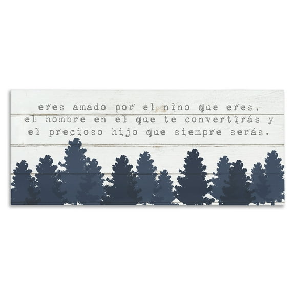 Stupell Industries Eres Amado, Hoy y Siempre Inspirational Quotes & Sayings Painting Wrapped Canvas Art Print Wall Art, 24 x 10