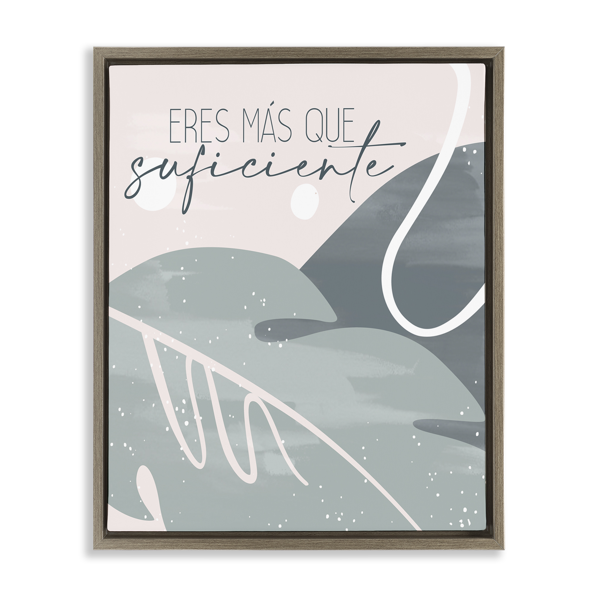 Stupell Industries Eres Más Que Suficiente Inspirational Quotes & Sayings Painting Brown Floater Framed Art Print Wall Art, 17 x 21