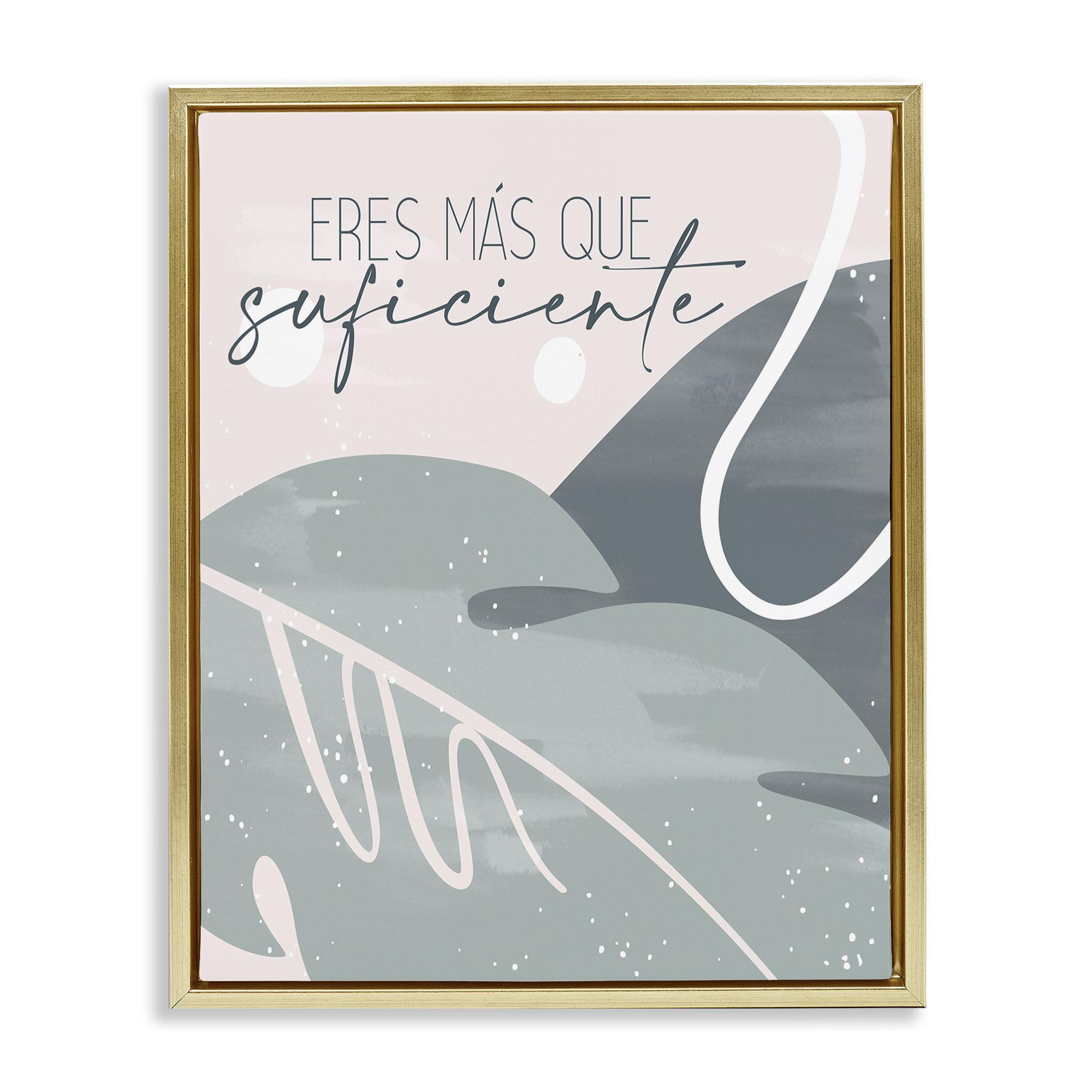 Stupell Industries Eres Más Que Suficiente Inspirational Quotes & Sayings Painting Gold Floater Framed Art Print Wall Art, 25 x 31