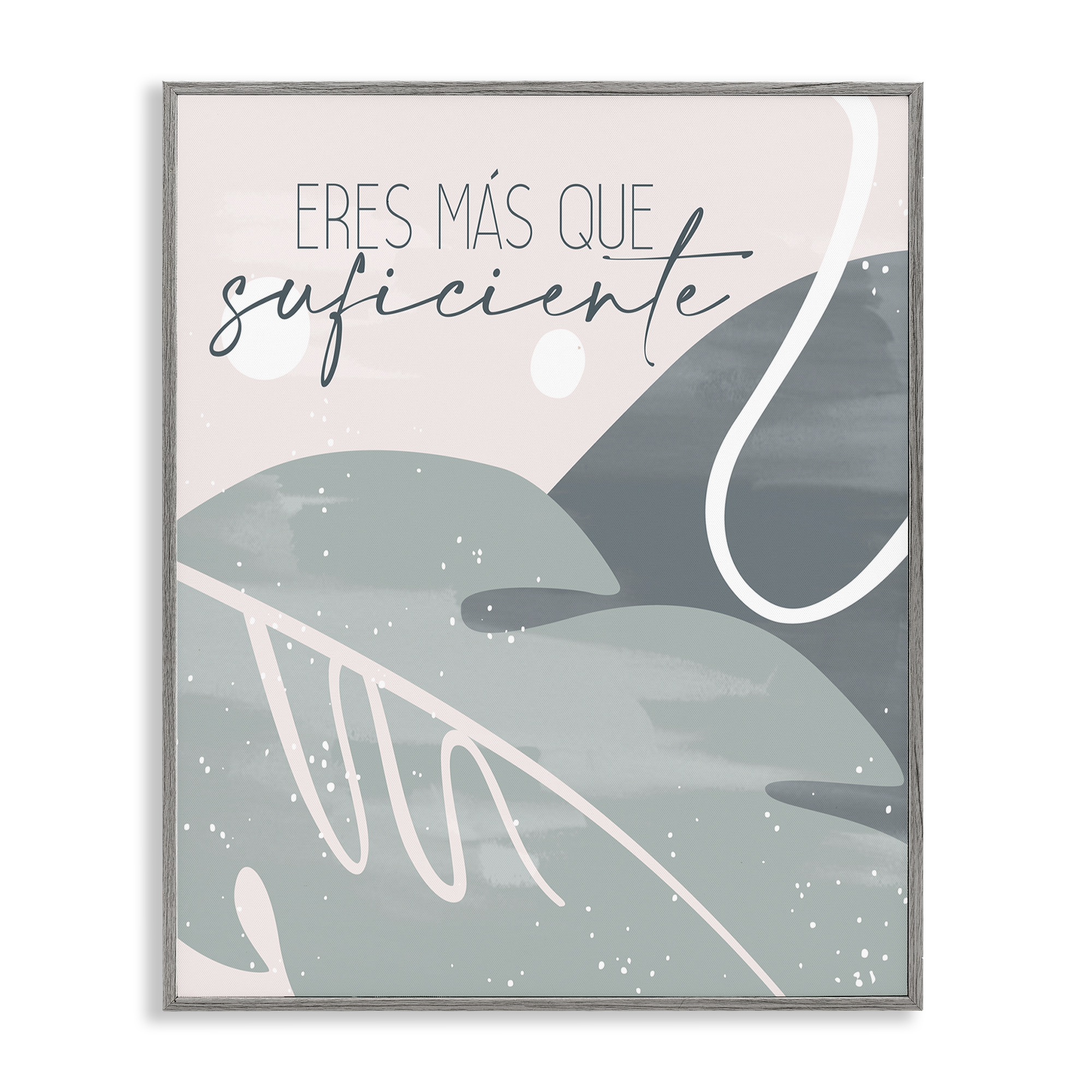 Stupell Industries Eres Más Que Suficiente Inspirational Quotes & Sayings Painting Gray Framed Art Print Wall Art, 11 x 14