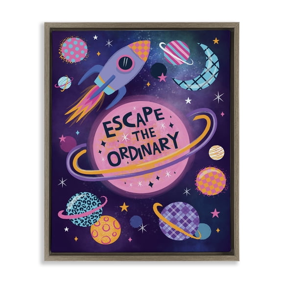 Stupell Industries Escape Ordinary Outer Space Astrology & Stars Painting Brown Floater Framed Canvas Art Print Wall Art, 25 x 31