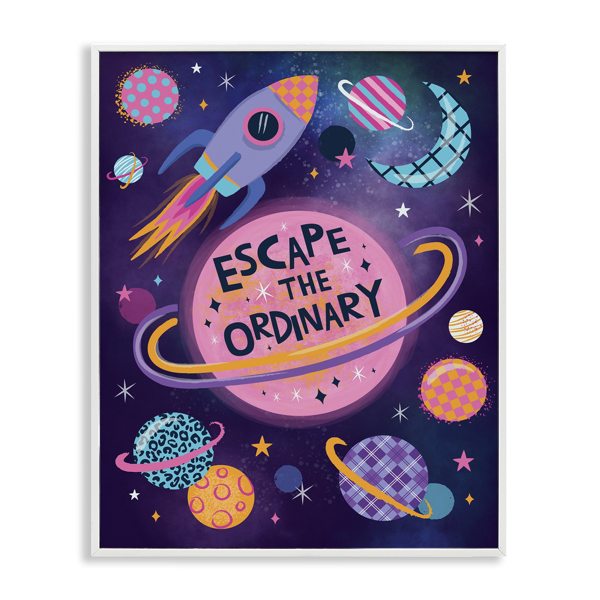 Stupell Industries Escape Ordinary Outer Space Astrology & Stars Painting White Framed Art Print Wall Art, 16 x 20