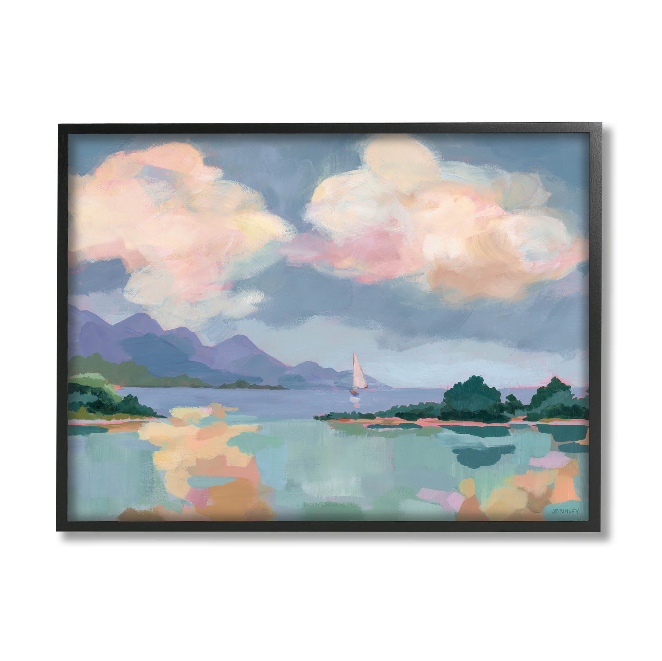 Stupell Industries Escape Peaceful Bay Landscape Painting Black Framed Art Print Wall Art, Design by Brinley Designs
